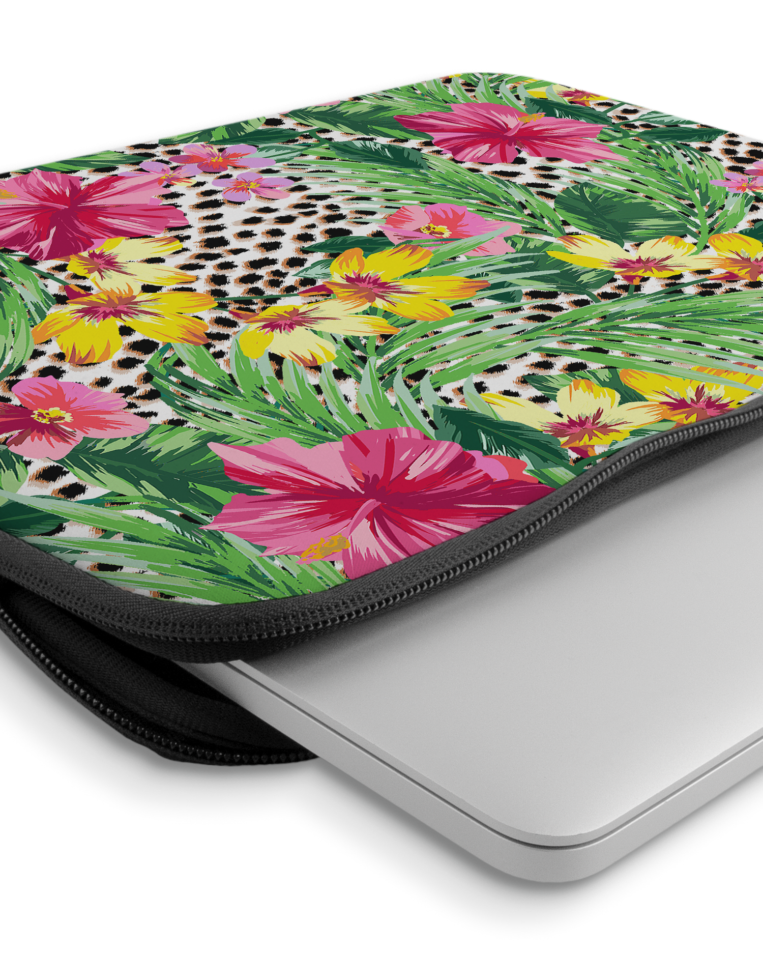 Tropical Cheetah Laptophülle 14-15 Zoll mit Gerät im Inneren