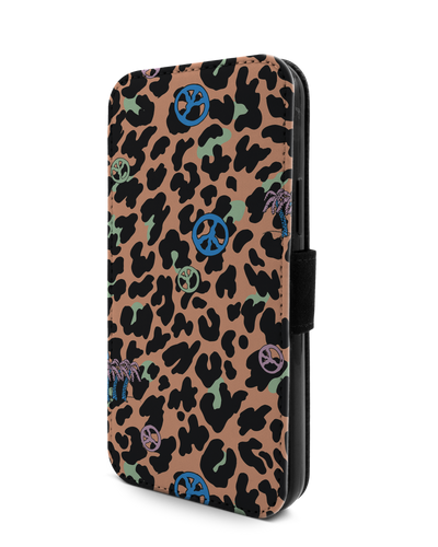 Leopard Peace Palms Handy Klapphülle Apple iPhone 12, Apple iPhone 12 Pro