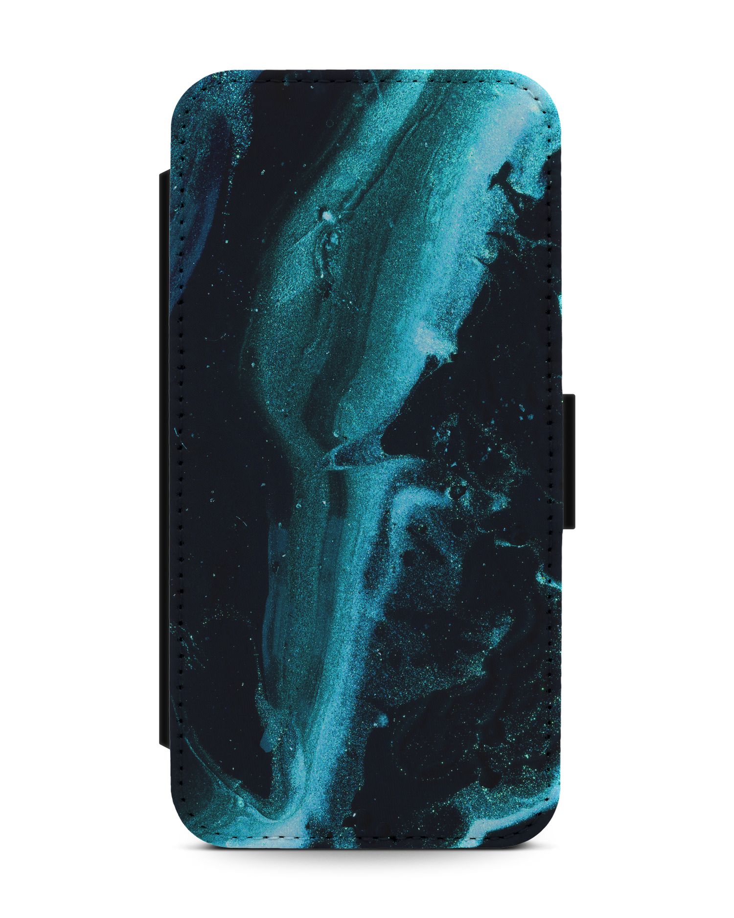 Deep Turquoise Sparkle Handy Klapphülle Apple iPhone 13: Vorderansicht