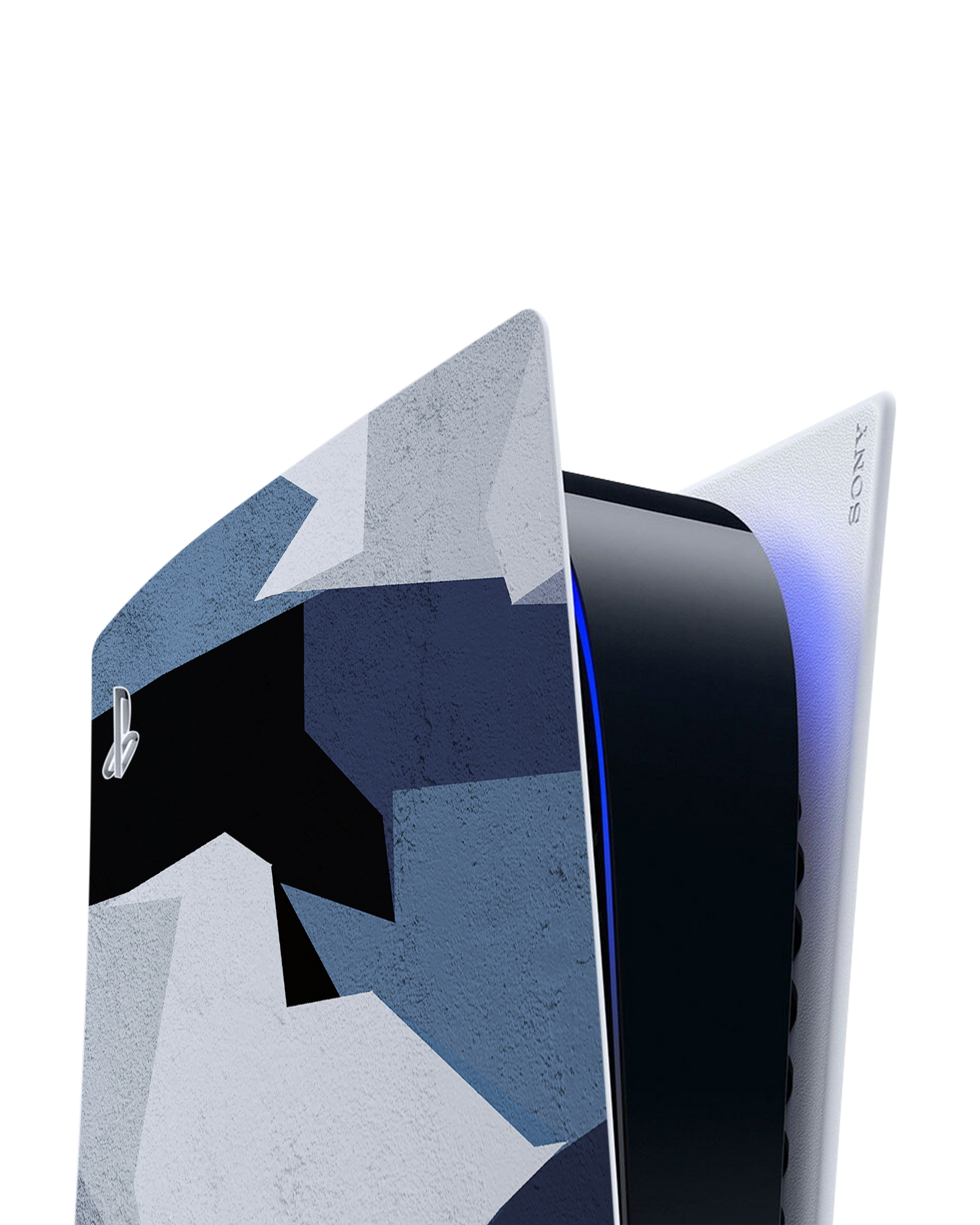 Geometric Camo Blue Konsolen Aufkleber für Sony PlayStation 5 Digital Edition: Detailansicht