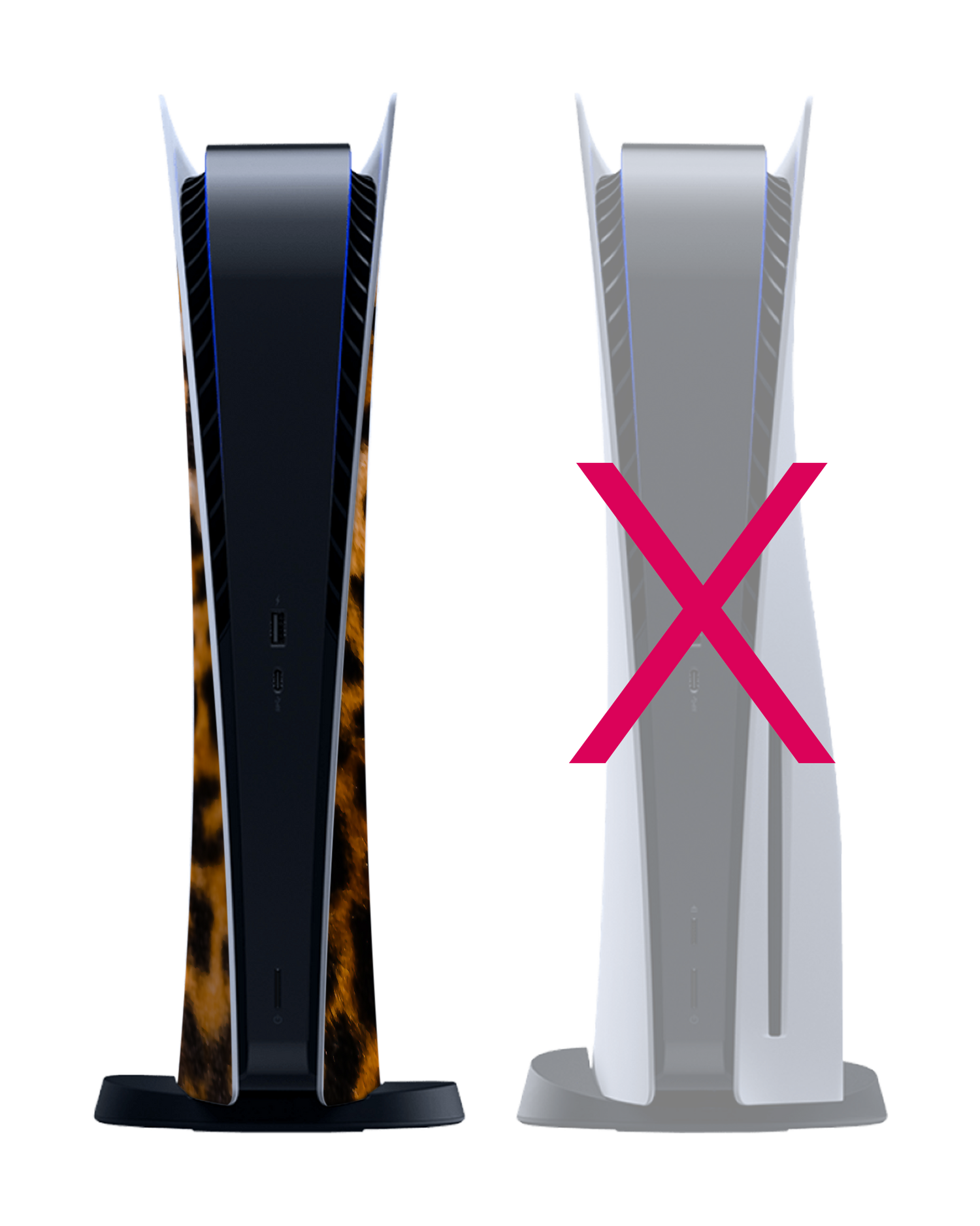 Leopard Pattern Konsolen Aufkleber für Sony PlayStation 5 Digital Edition: Frontansicht