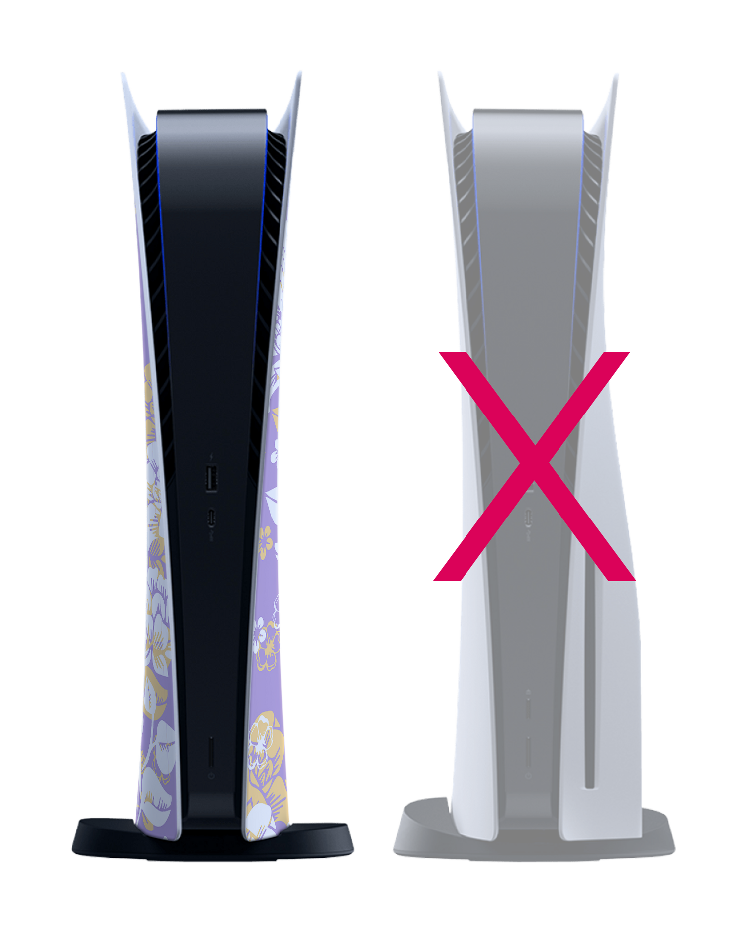 Lavender Floral Konsolen Aufkleber für Sony PlayStation 5 Digital Edition: Frontansicht