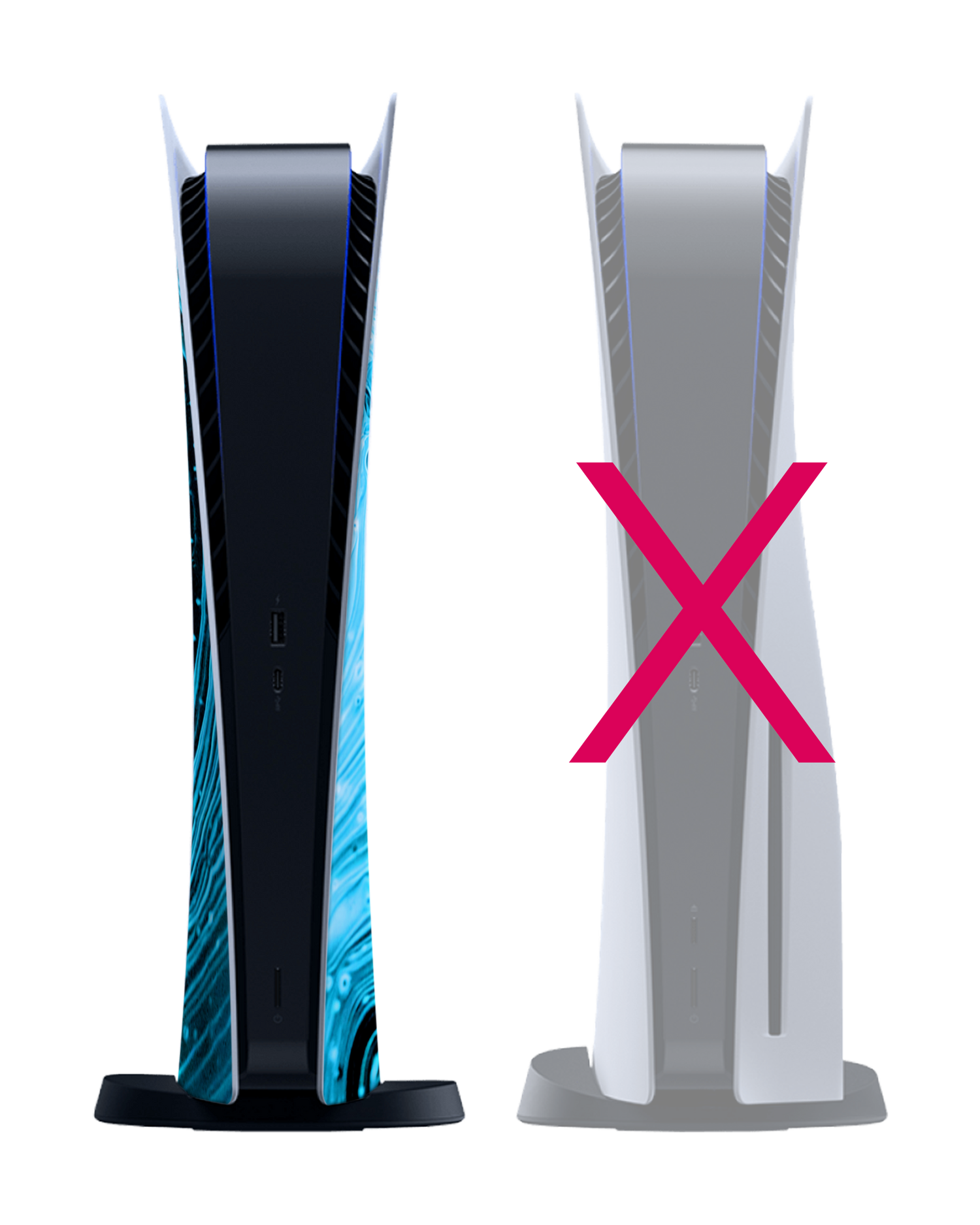 Turquoise Ripples Konsolen Aufkleber für Sony PlayStation 5 Digital Edition: Frontansicht