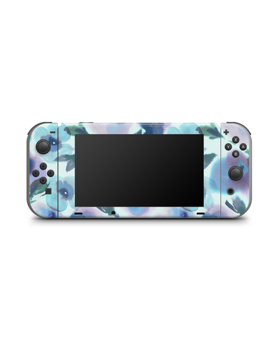 Watercolour Flowers Blue Konsolen Aufkleber für Nintendo Switch