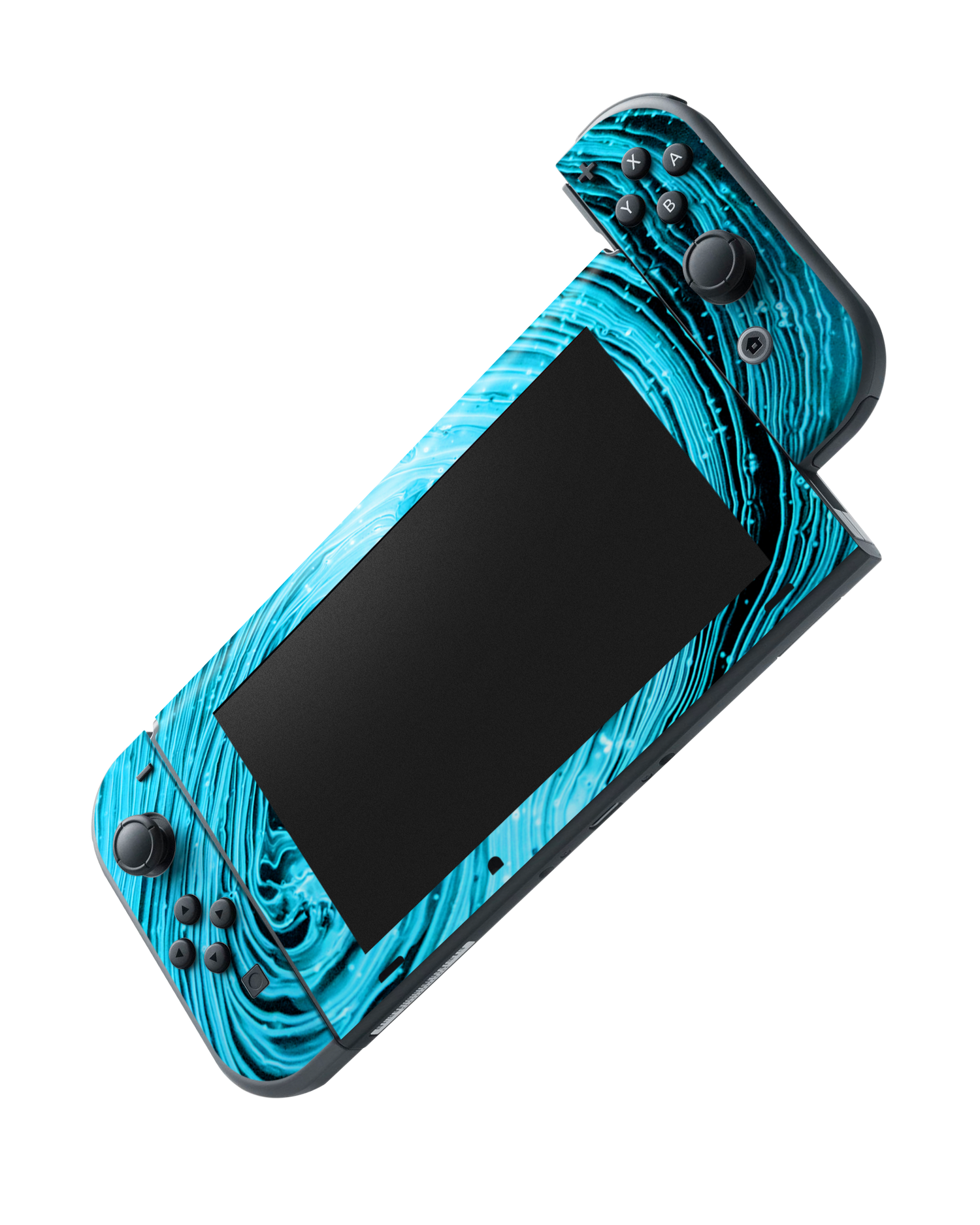 Turquoise Ripples Konsolen Aufkleber für Nintendo Switch: Joy-Con wird abgenommen
