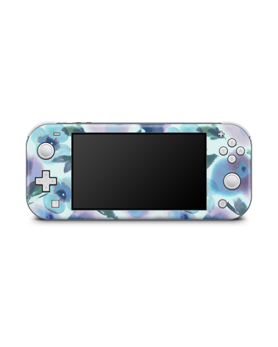 Watercolour Flowers Blue Konsolen Aufkleber für Nintendo Switch Lite: Frontansicht