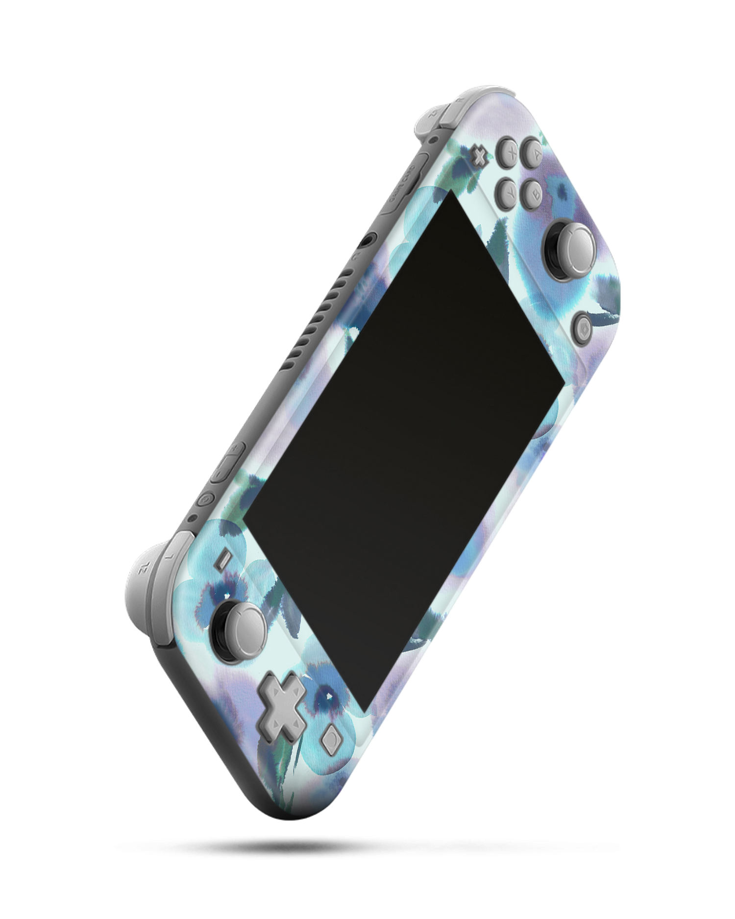 Watercolour Flowers Blue Konsolen Aufkleber für Nintendo Switch Lite: Seitenansicht