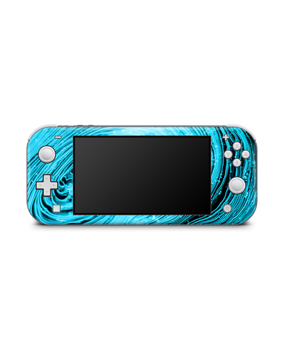 Turquoise Ripples Konsolen Aufkleber für Nintendo Switch Lite: Frontansicht