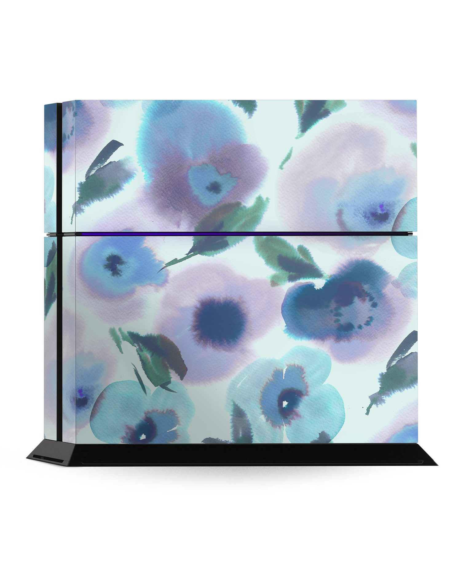 Watercolour Flowers Blue Konsolen Aufkleber für Sony PlayStation 4 stehend