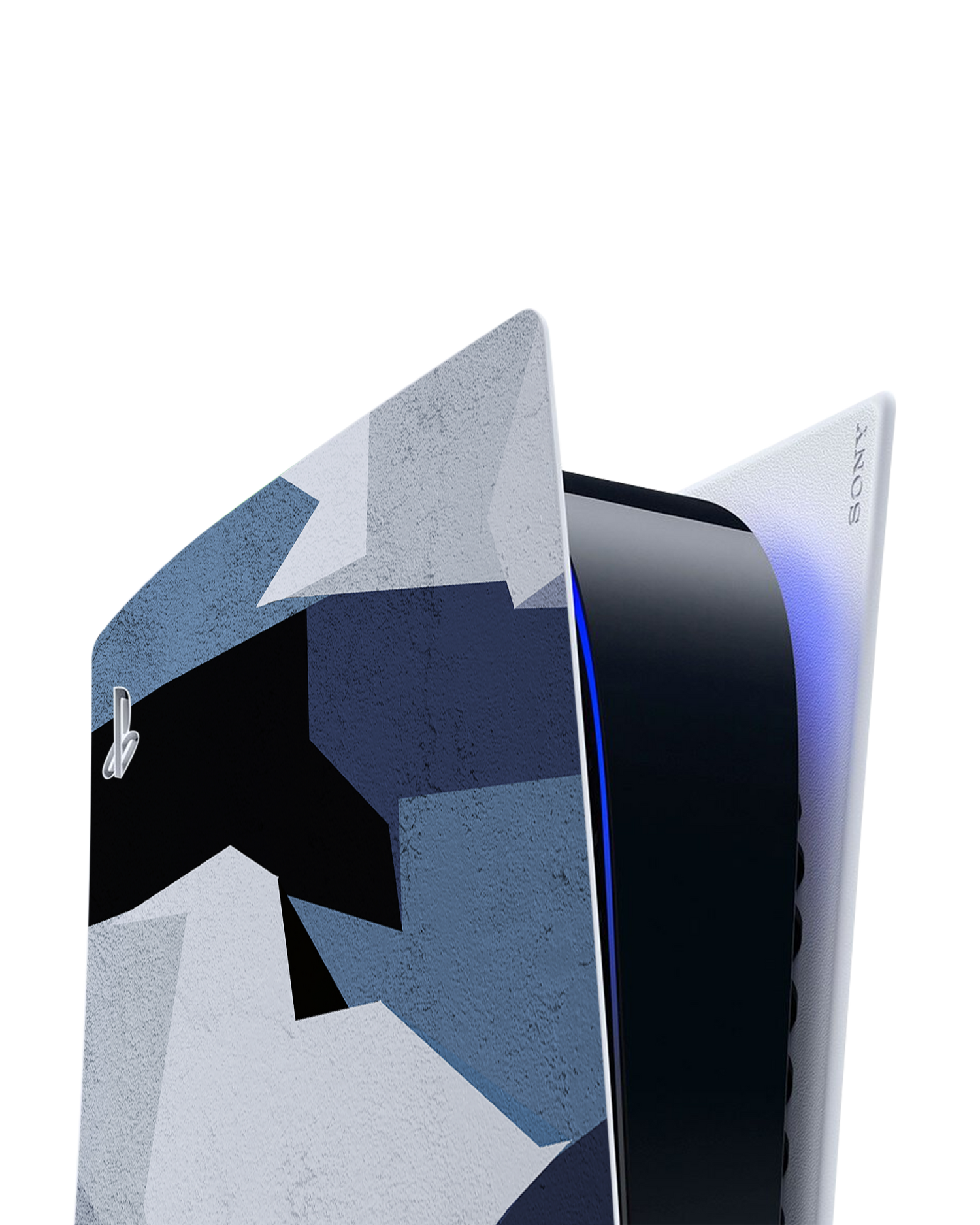 Geometric Camo Blue Konsolen Aufkleber für Sony PlayStation 5: Detailansicht