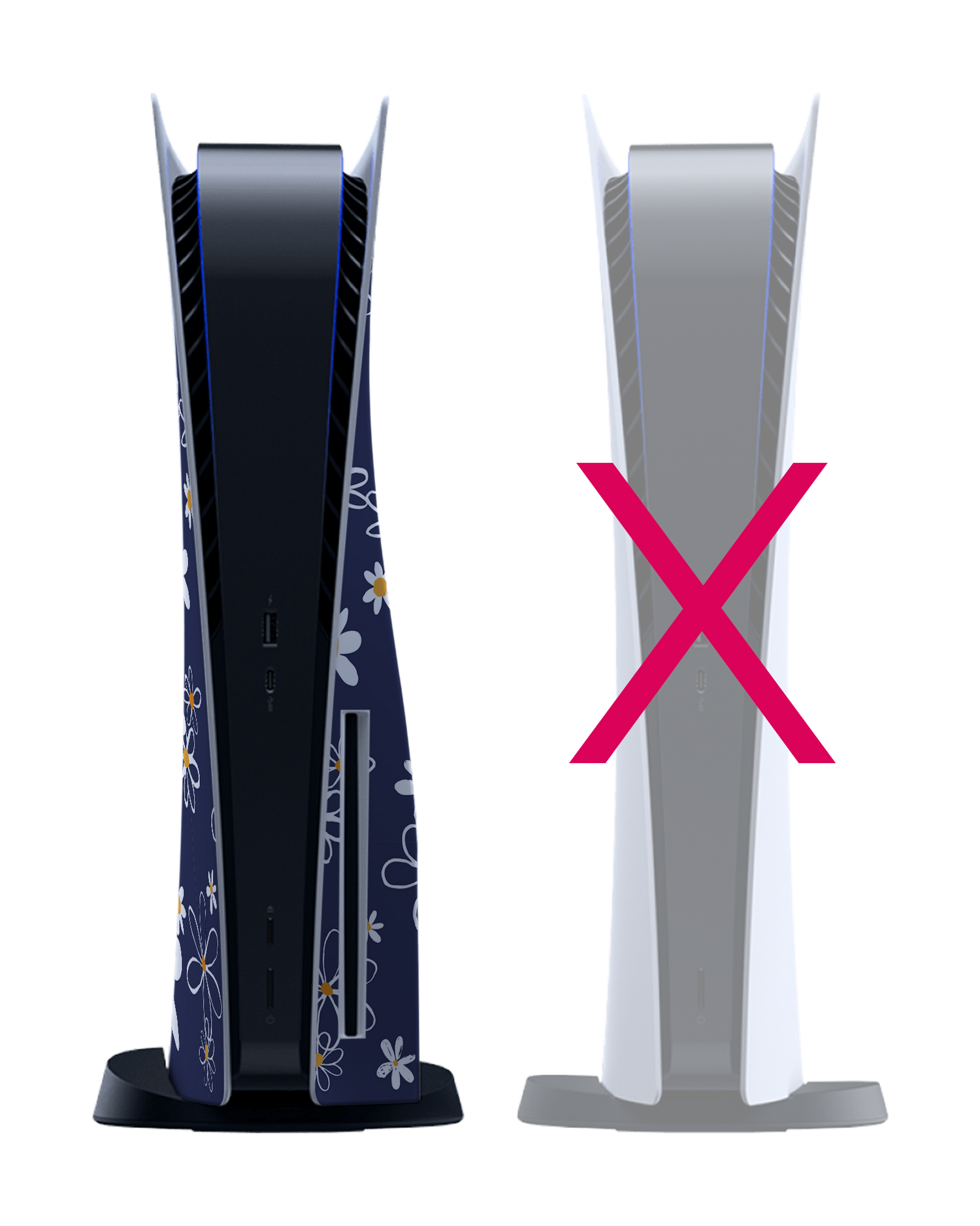 Navy Daisies Konsolen Aufkleber für Sony PlayStation 5: Frontansicht