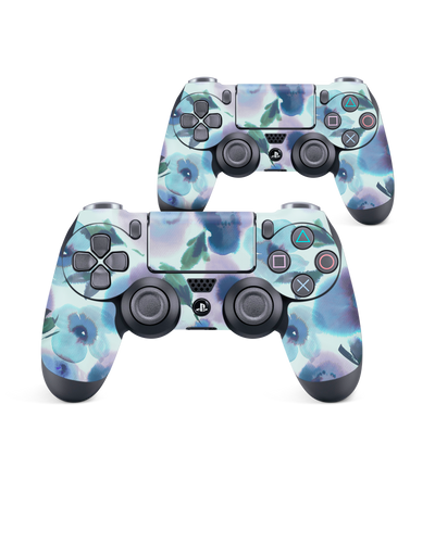 Watercolour Flowers Blue Konsolen Aufkleber für Sony PlayStation 4 Controller: Seitenansicht