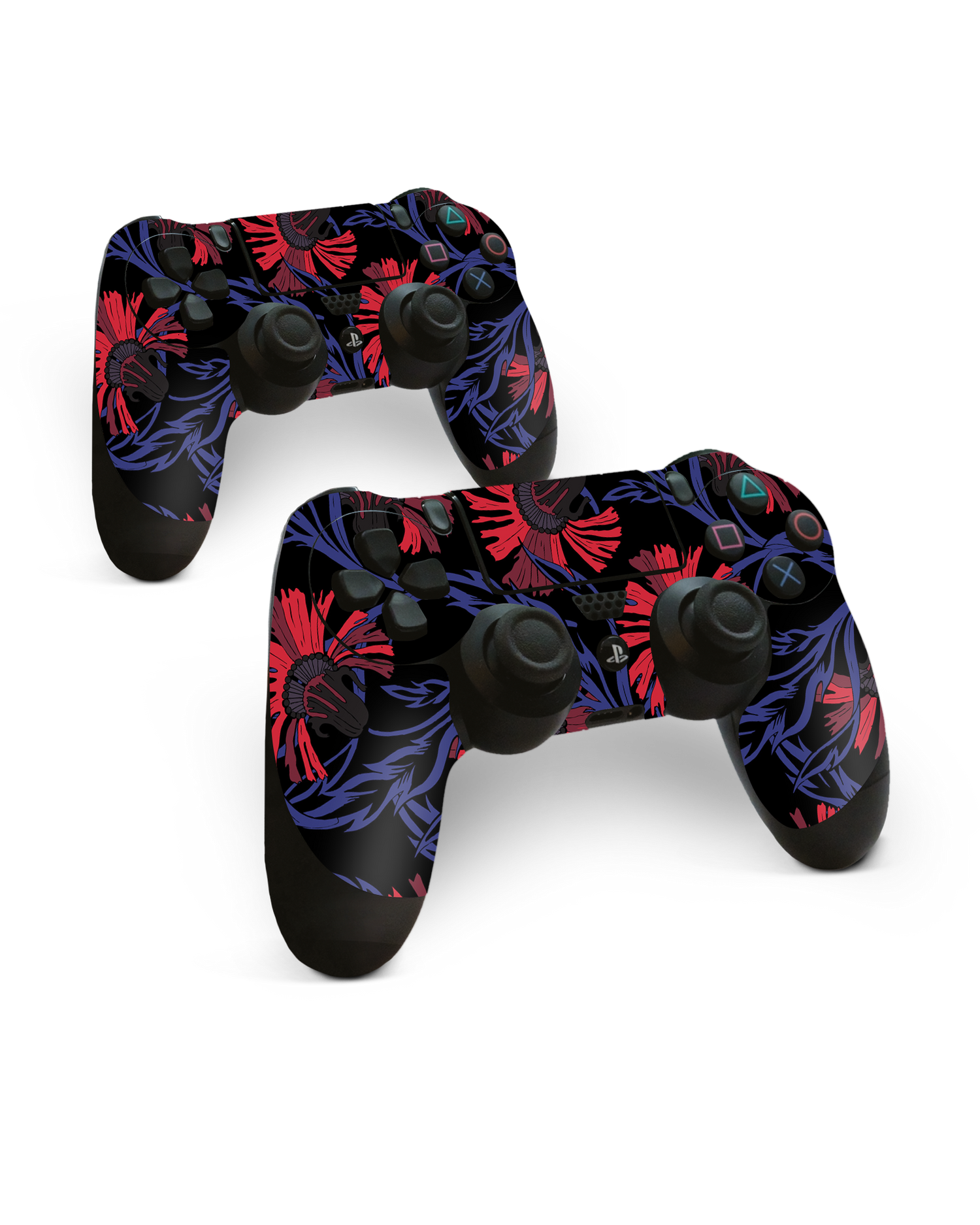 Midnight Floral Konsolen Aufkleber für Sony PlayStation 4 Controller: Frontansicht