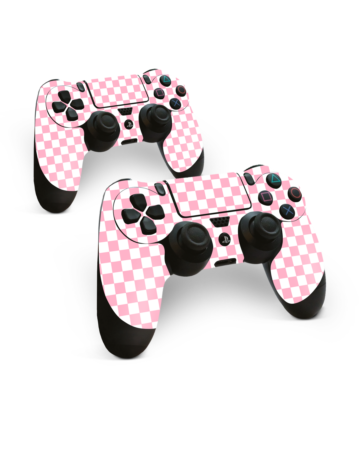 Pink Checkerboard Konsolen Aufkleber für Sony PlayStation 4 Controller: Frontansicht