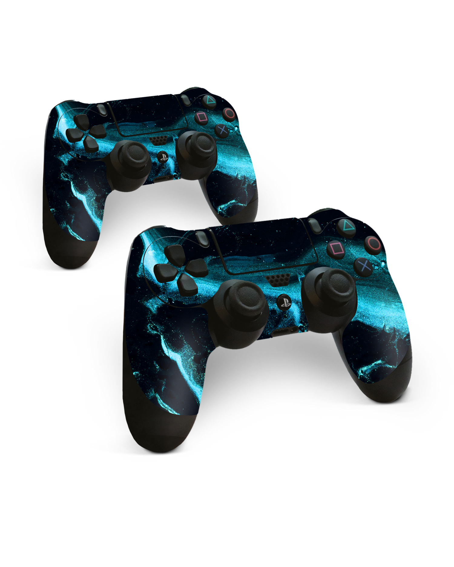 Deep Turquoise Sparkle Konsolen Aufkleber für Sony PlayStation 4 Controller: Frontansicht