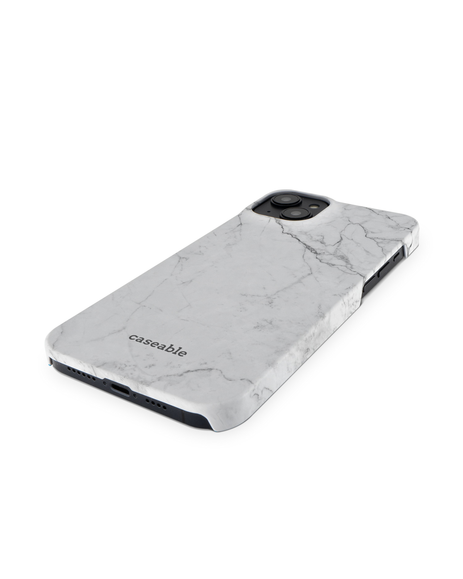 White Marble Hardcase Handyhülle für Apple iPhone 14 Plus: Perspektivansicht