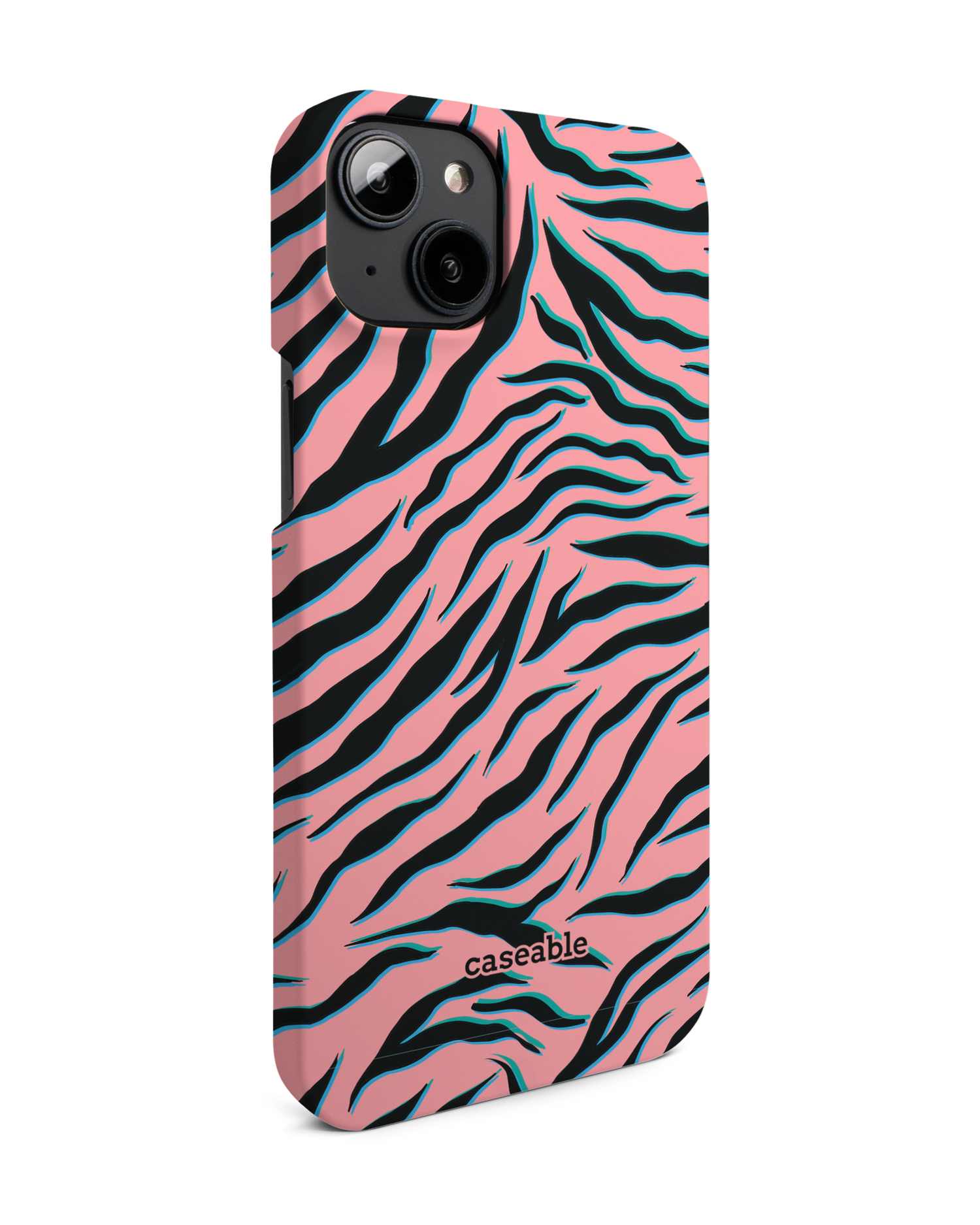 Pink Zebra Hardcase Handyhülle für Apple iPhone 14 Plus: Seitenansicht links