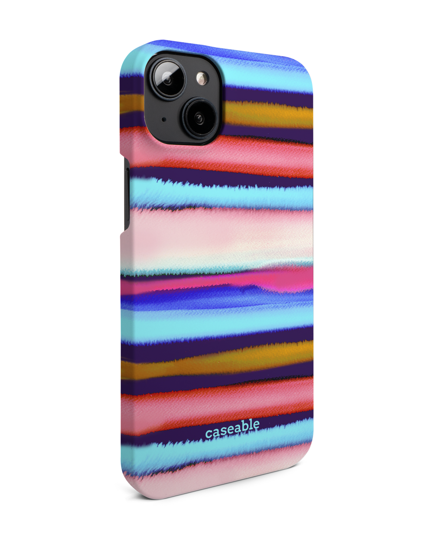 Watercolor Stripes Hardcase Handyhülle für Apple iPhone 14 Plus: Seitenansicht links