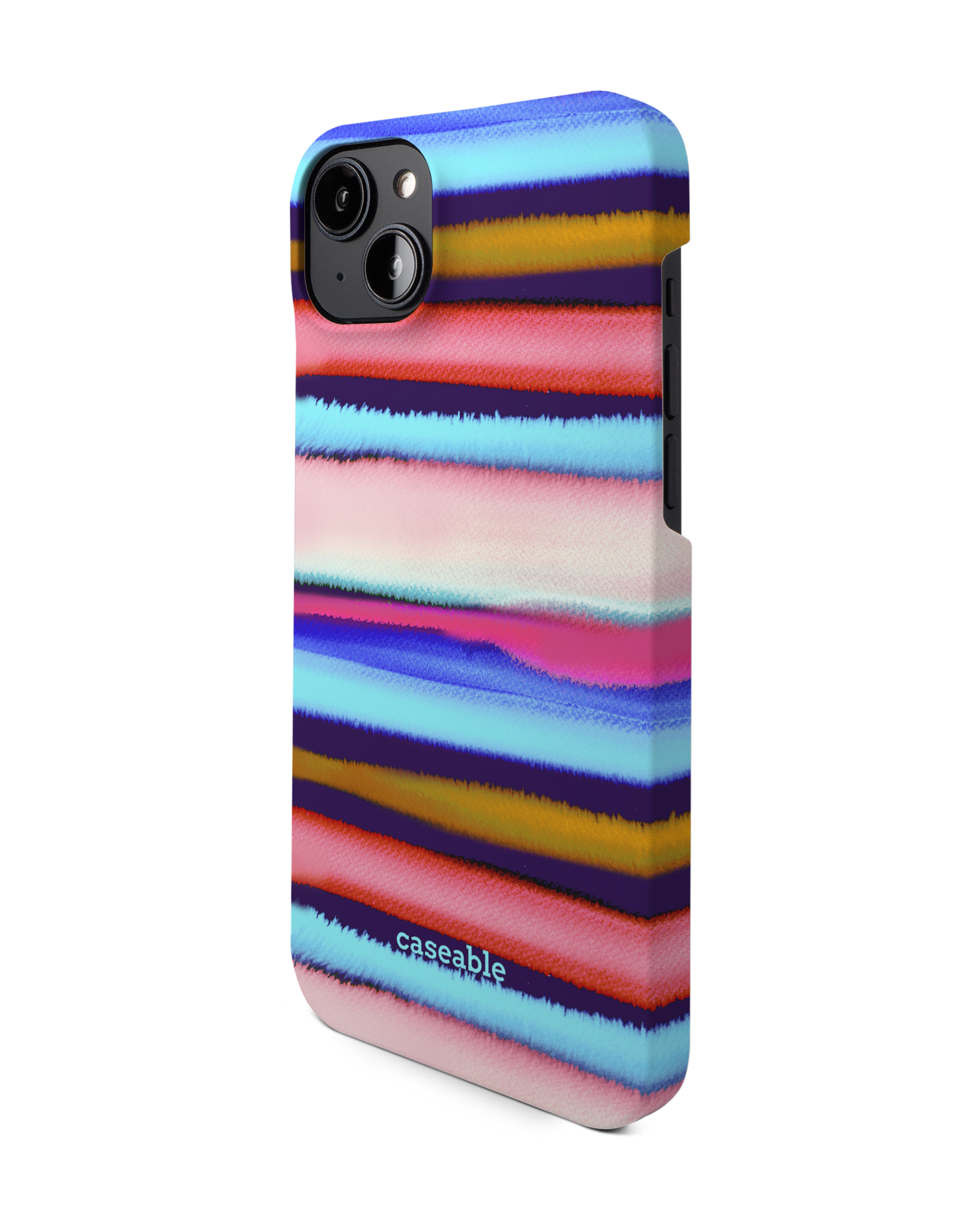 Watercolor Stripes Hardcase Handyhülle für Apple iPhone 14 Plus: Seitenansicht rechts