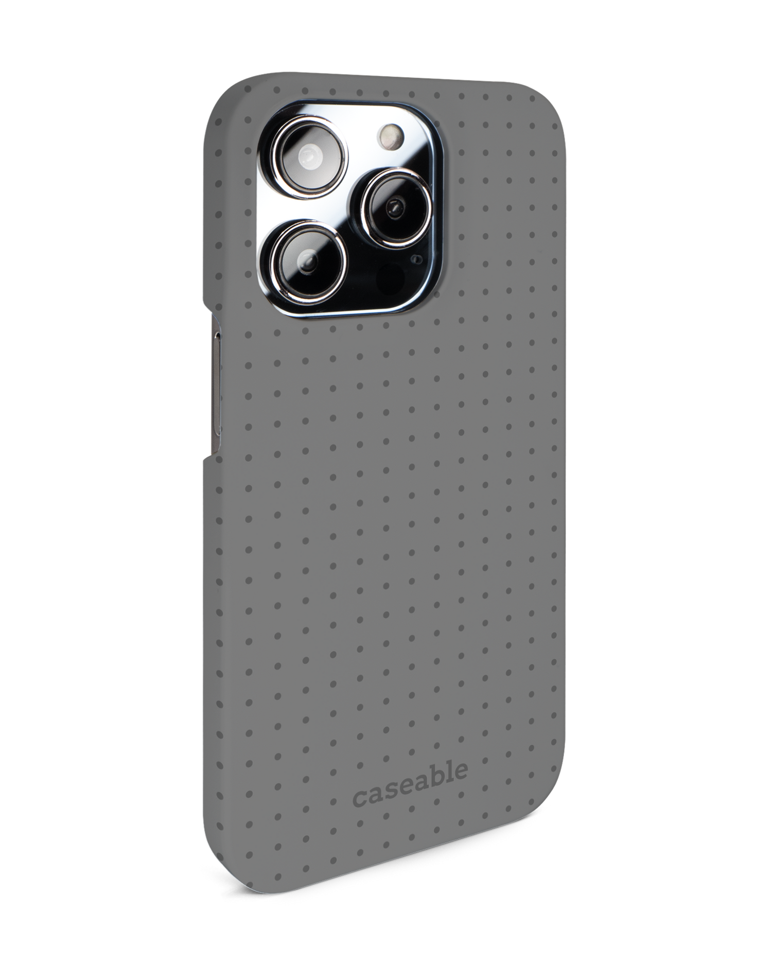 Dot Grid Grey Hardcase Handyhülle für Apple iPhone 14 Pro: Seitenansicht links