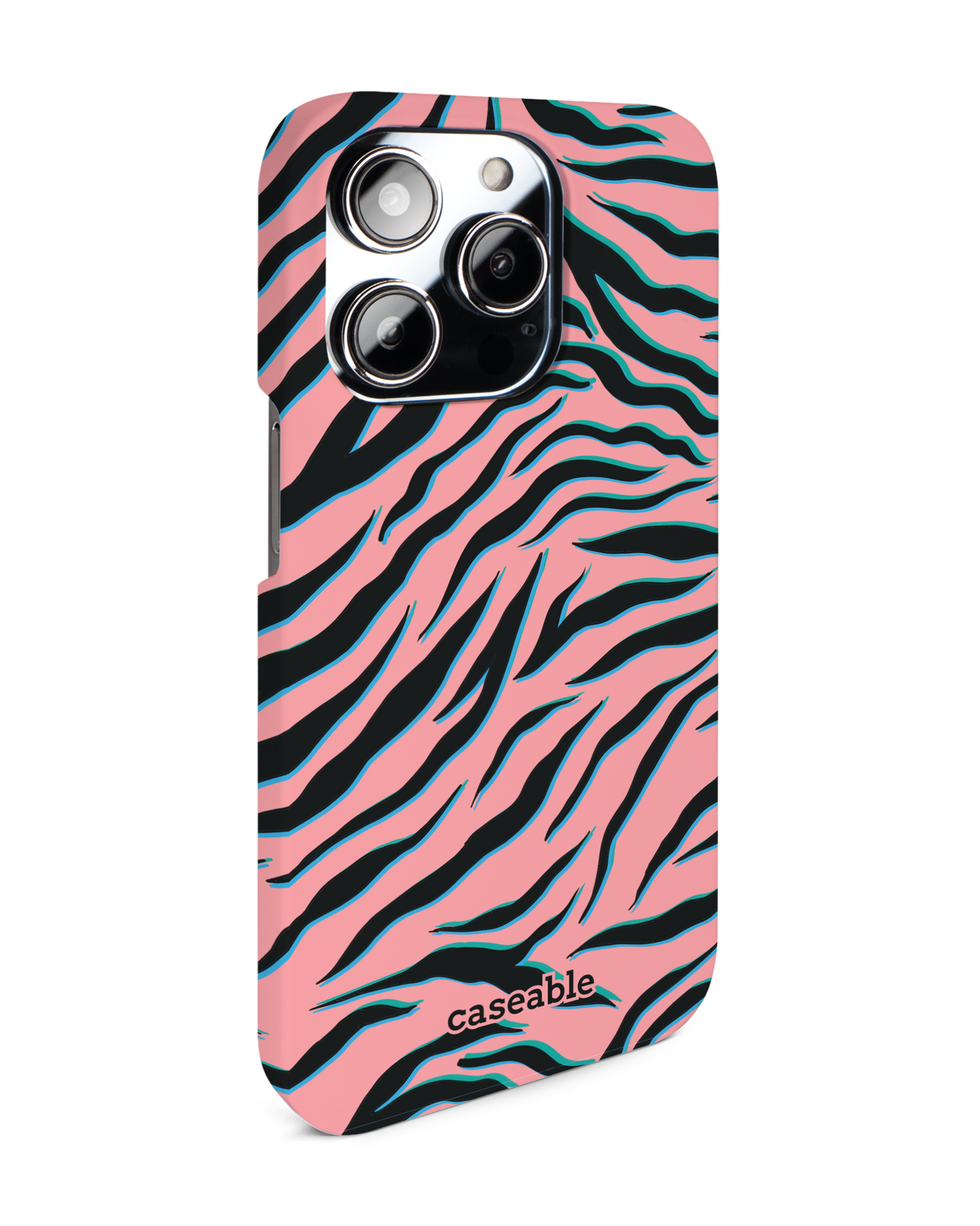 Pink Zebra Hardcase Handyhülle für Apple iPhone 14 Pro: Seitenansicht links