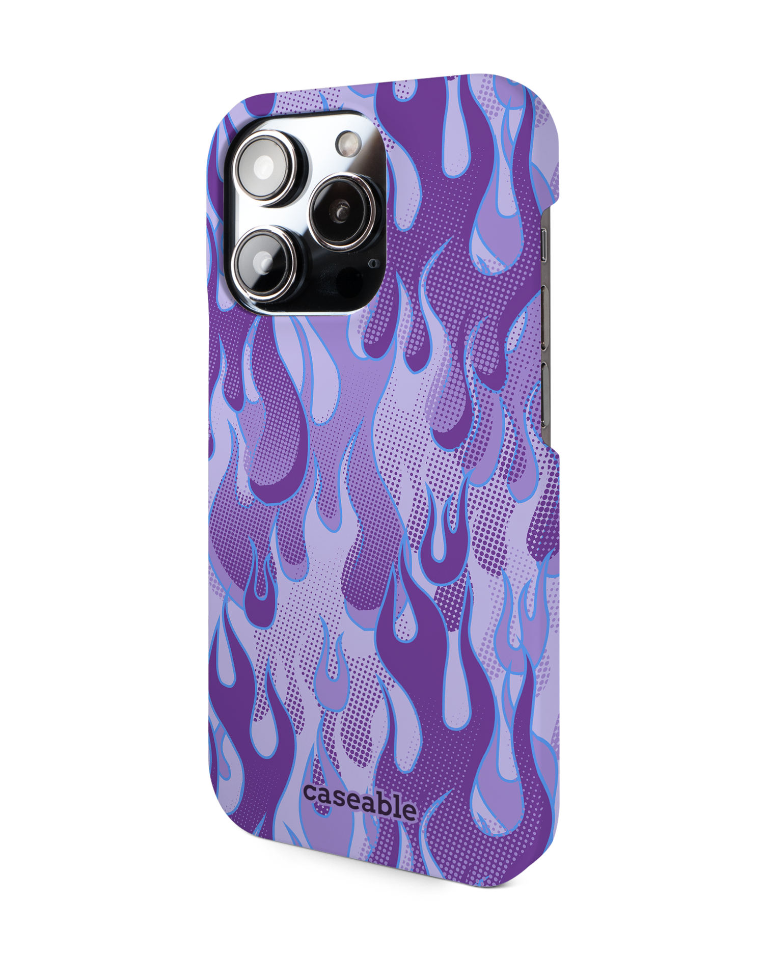 Purple Flames Hardcase Handyhülle für Apple iPhone 14 Pro: Seitenansicht rechts