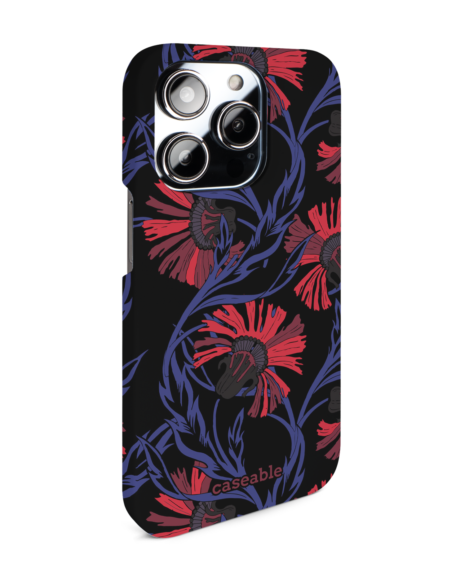 Midnight Floral Hardcase Handyhülle für Apple iPhone 14 Pro: Seitenansicht links