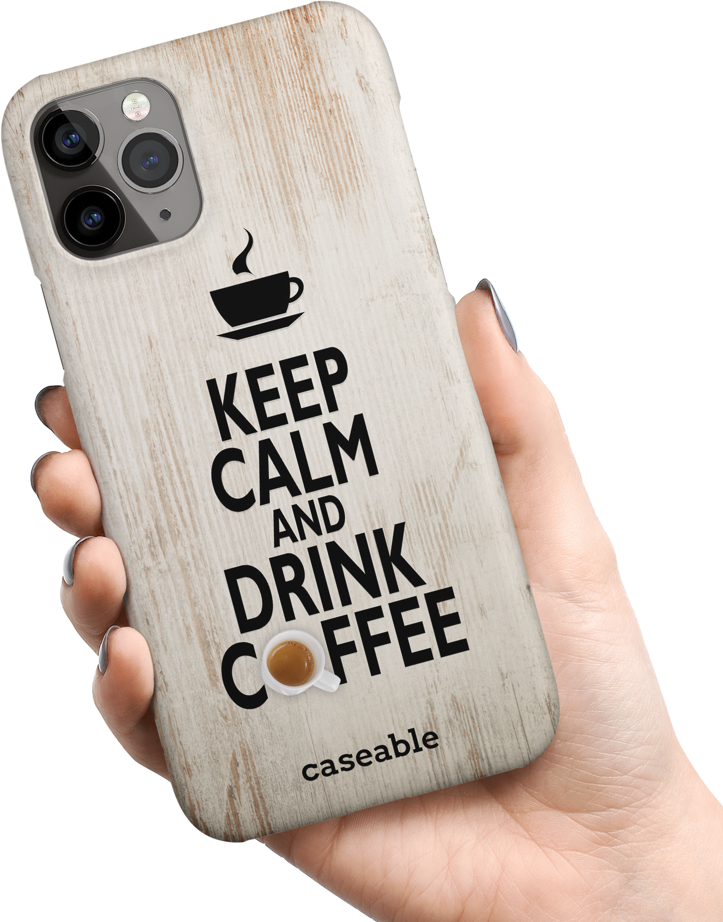 Drink Coffee Hardcase Handyhülle Apple iPhone 11 Pro in der Hand gehalten