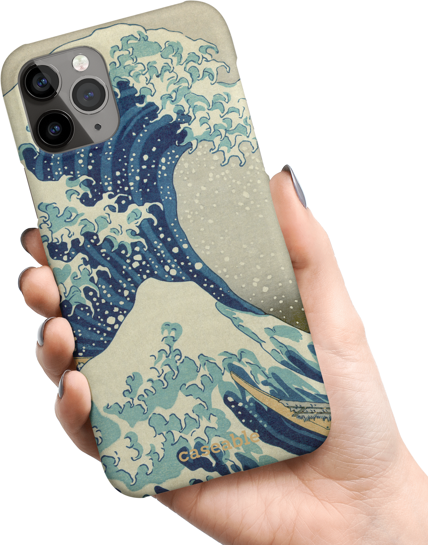 Great Wave Off Kanagawa By Hokusai Hardcase Handyhülle Apple iPhone 11 Pro in der Hand gehalten