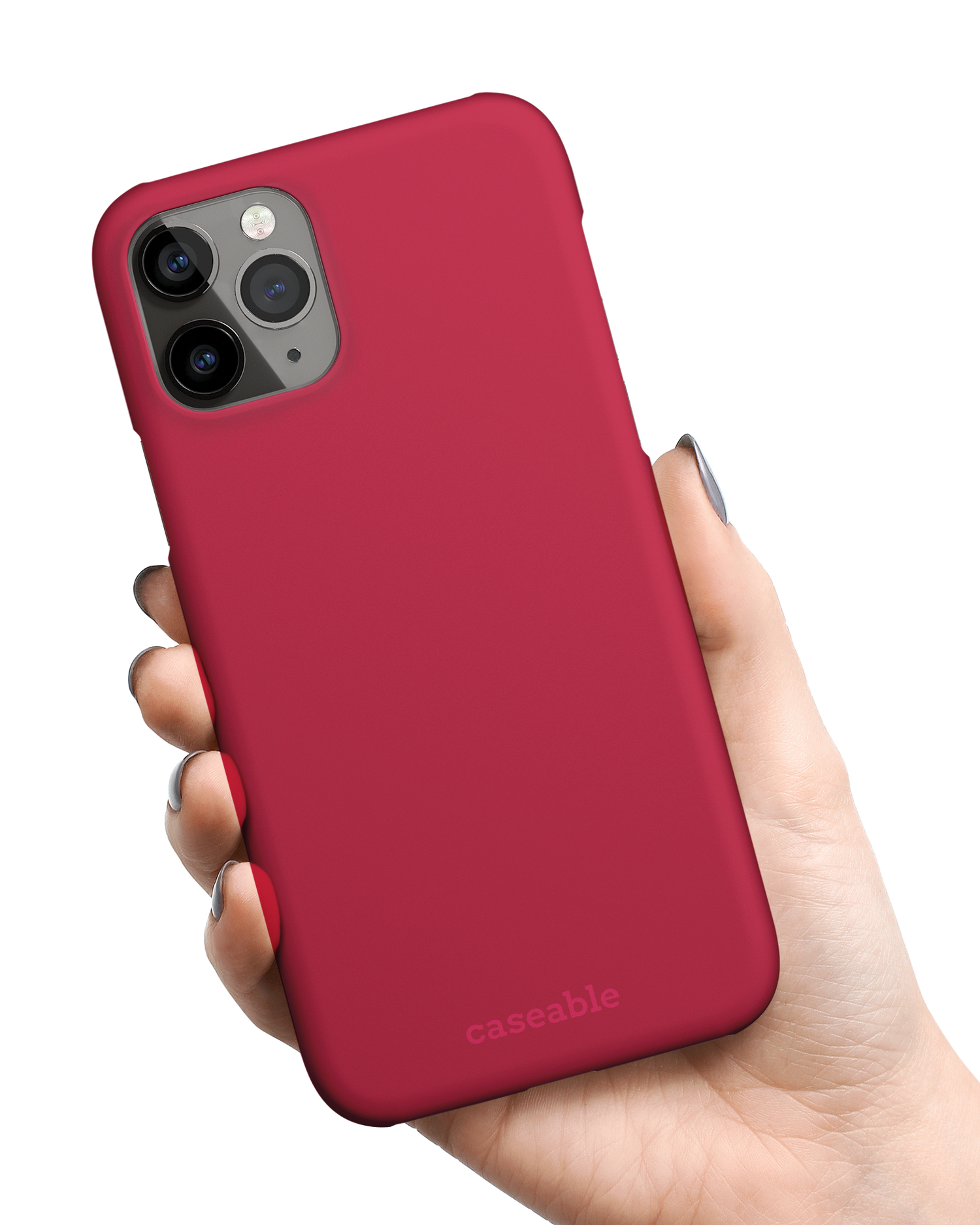 RED Hardcase Handyhülle Apple iPhone 11 Pro Max in der Hand gehalten