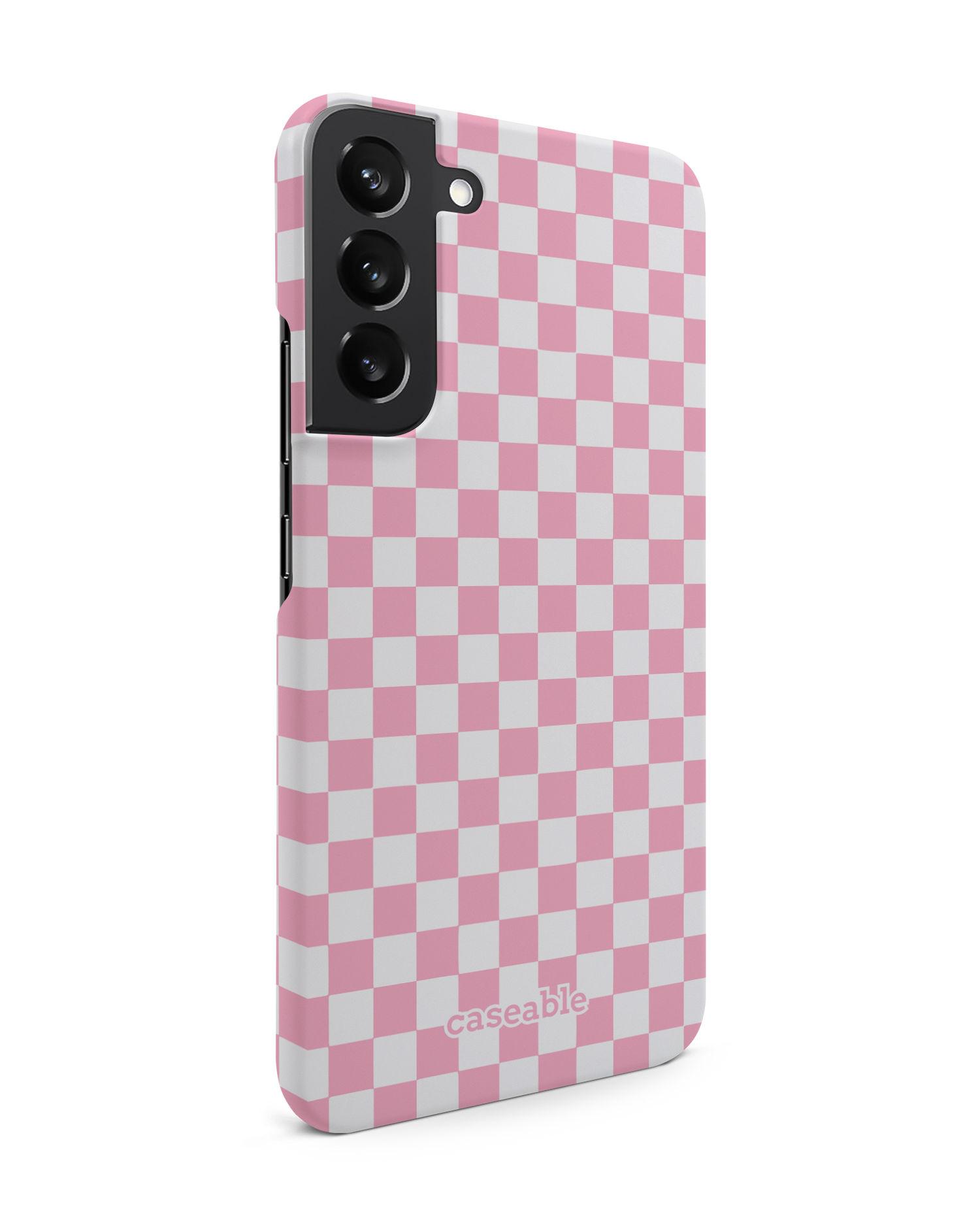 Pink Checkerboard Hardcase Handyhülle Samsung Galaxy S22 Plus 5G: Seitenansicht links