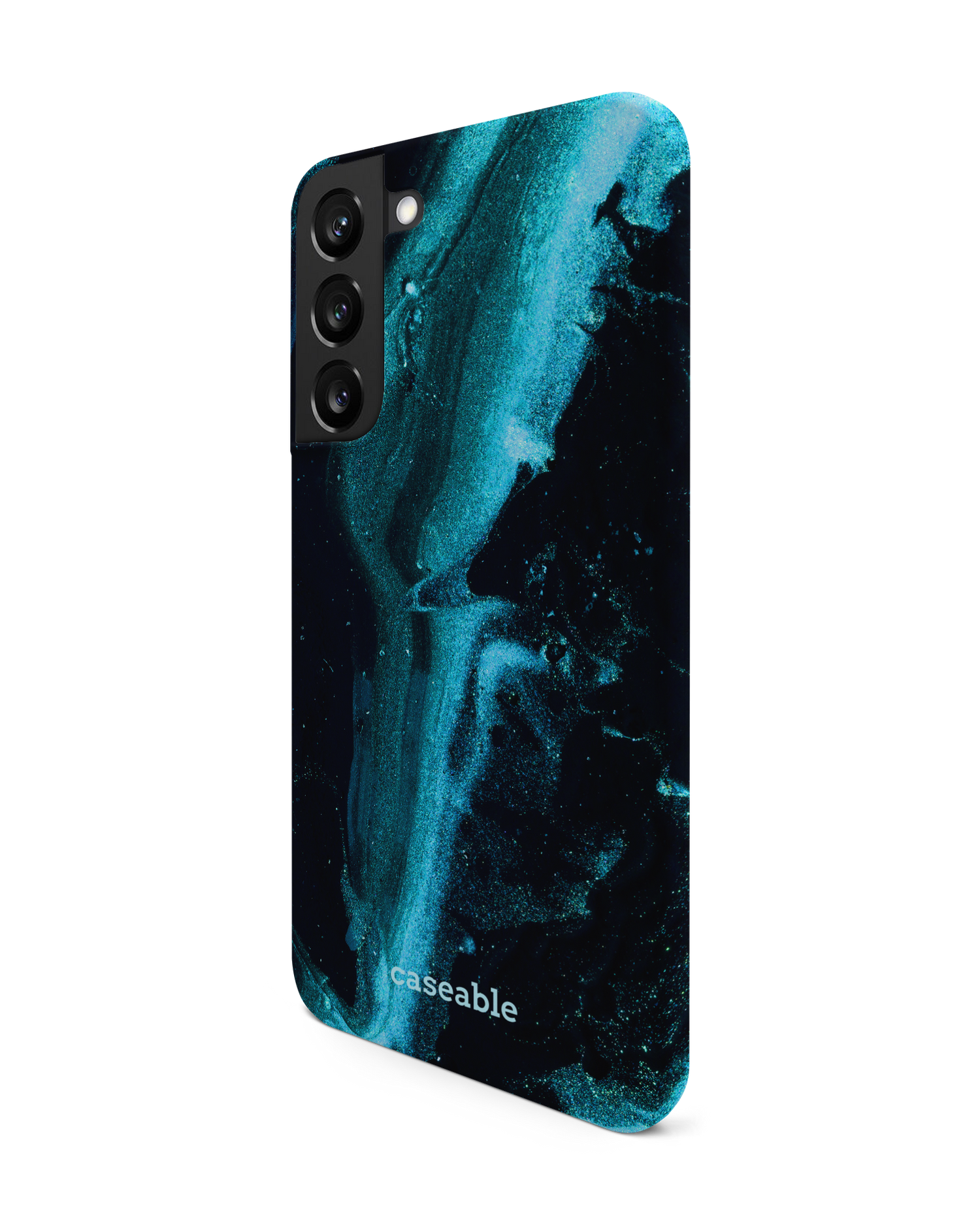 Deep Turquoise Sparkle Hardcase Handyhülle Samsung Galaxy S22 Plus 5G: Seitenansicht rechts