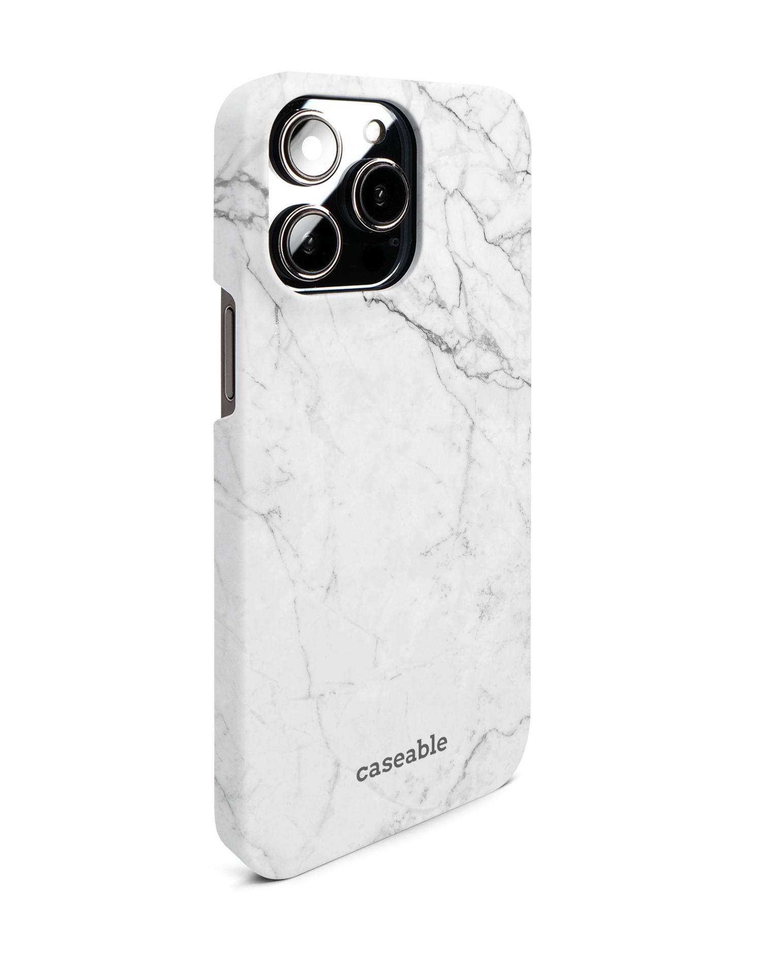 White Marble Hardcase Handyhülle für Apple iPhone 14 Pro Max: Seitenansicht links