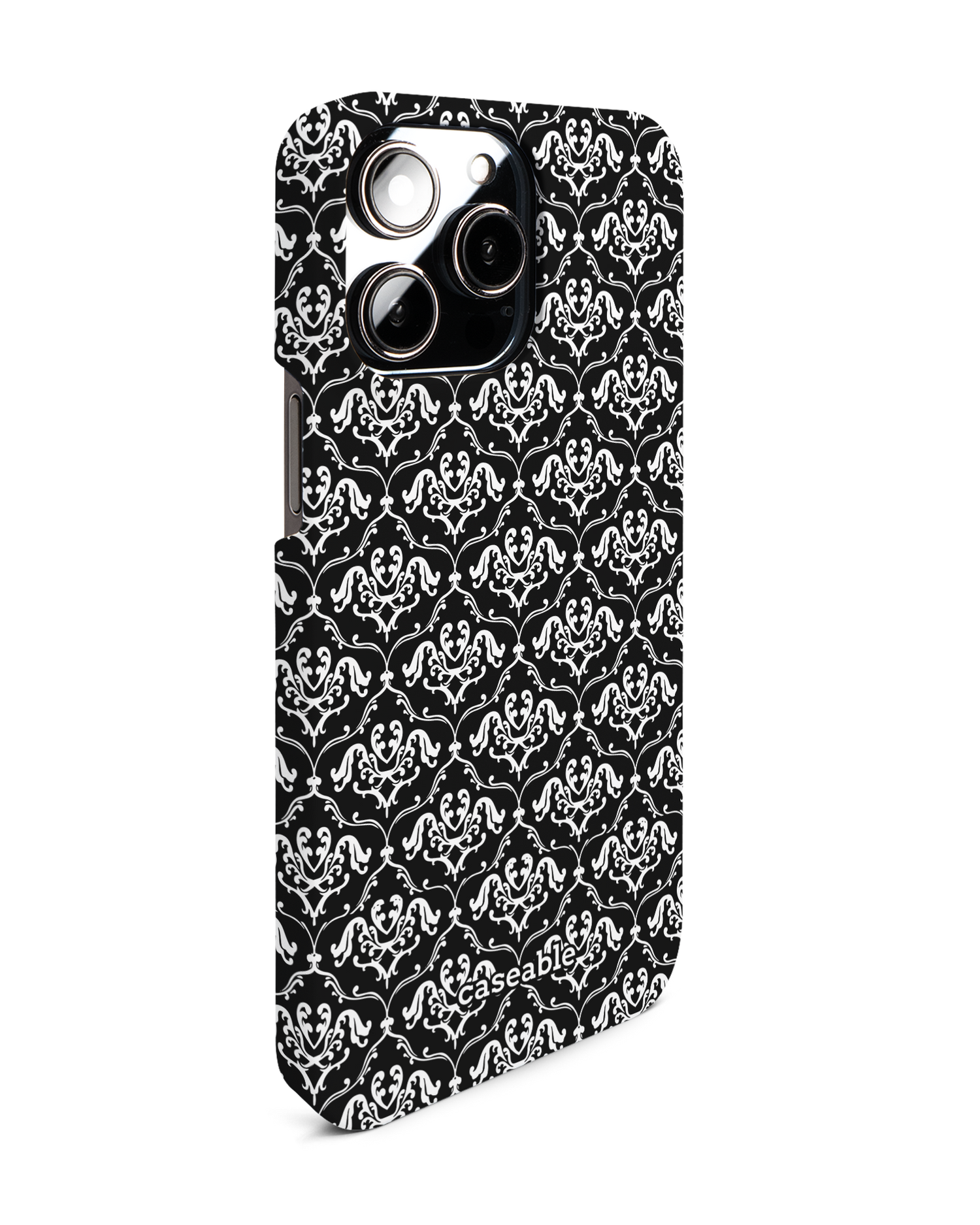 Black French Lillies Hardcase Handyhülle für Apple iPhone 14 Pro Max: Seitenansicht links