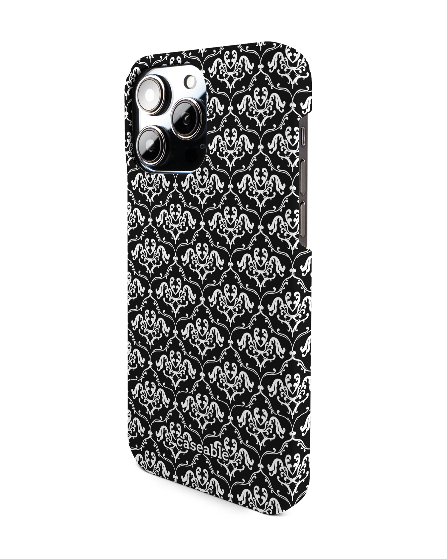 Black French Lillies Hardcase Handyhülle für Apple iPhone 14 Pro Max: Seitenansicht rechts