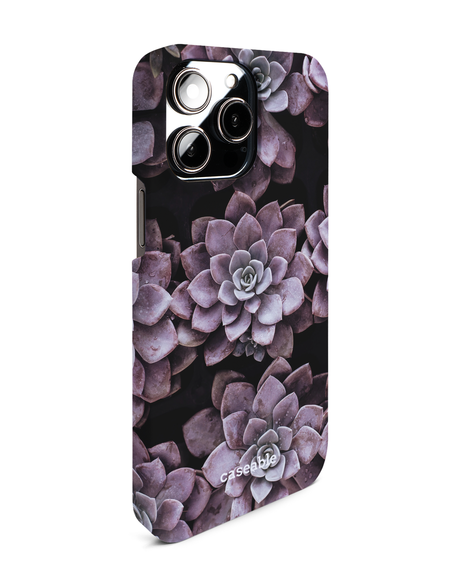 Purple Succulents Hardcase Handyhülle für Apple iPhone 14 Pro Max: Seitenansicht links