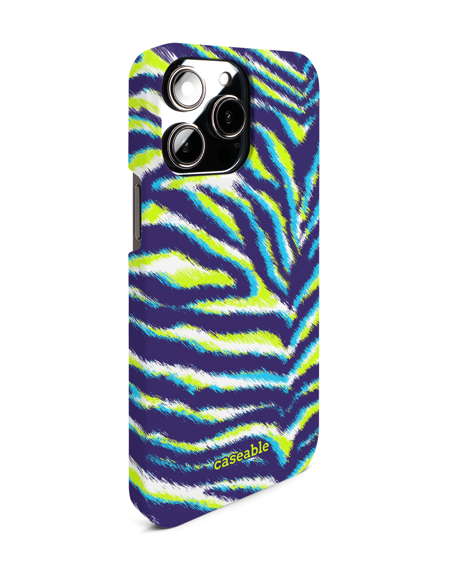 Neon Zebra Hardcase Handyhülle für Apple iPhone 14 Pro Max: Seitenansicht links