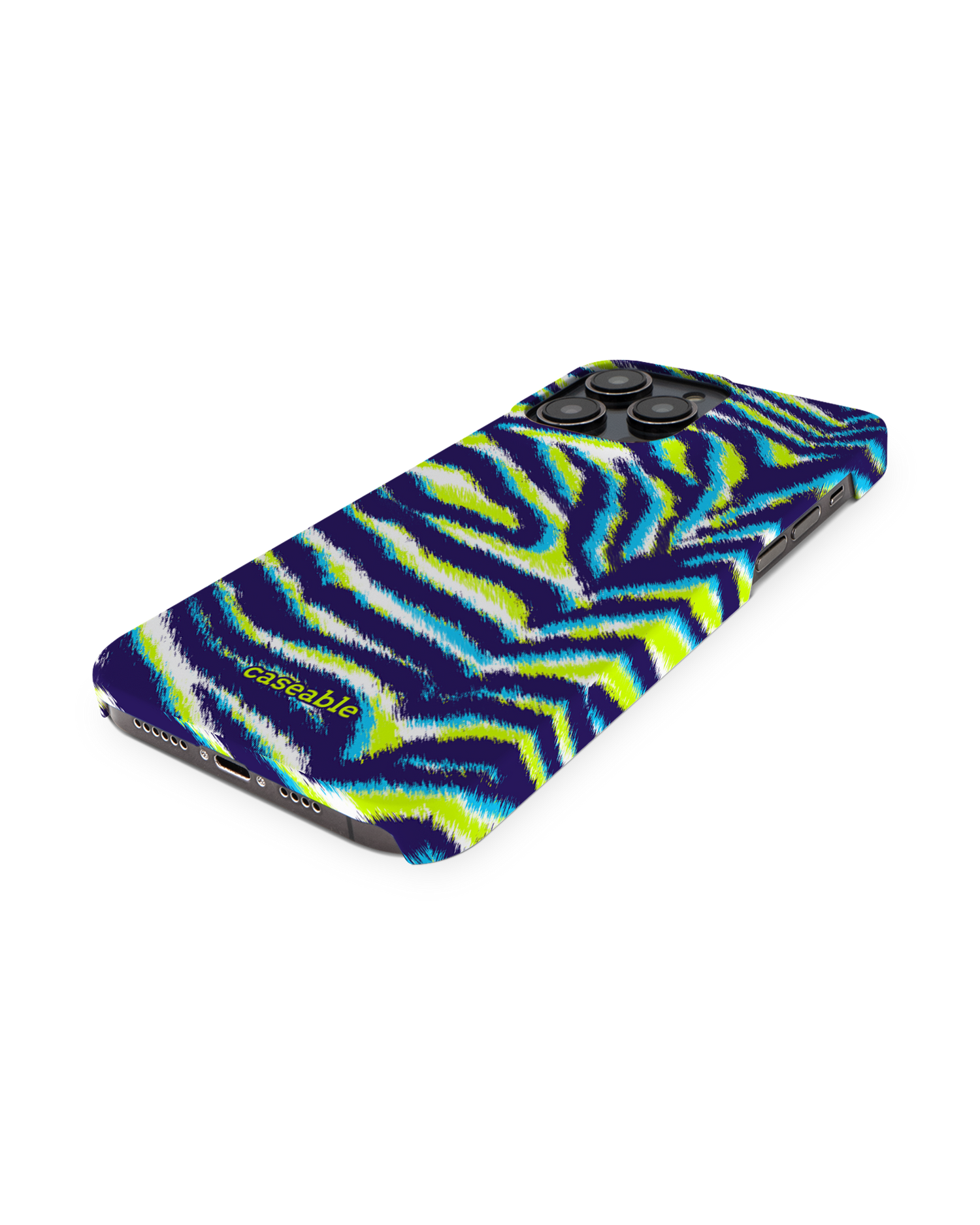 Neon Zebra Hardcase Handyhülle für Apple iPhone 14 Pro Max: Perspektivansicht