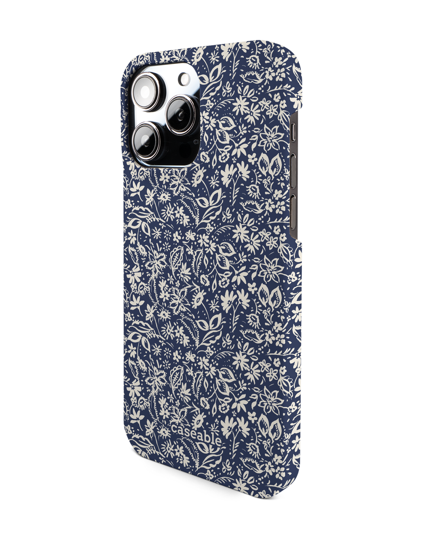 Ditsy Blue Paisley Hardcase Handyhülle für Apple iPhone 14 Pro Max: Seitenansicht rechts