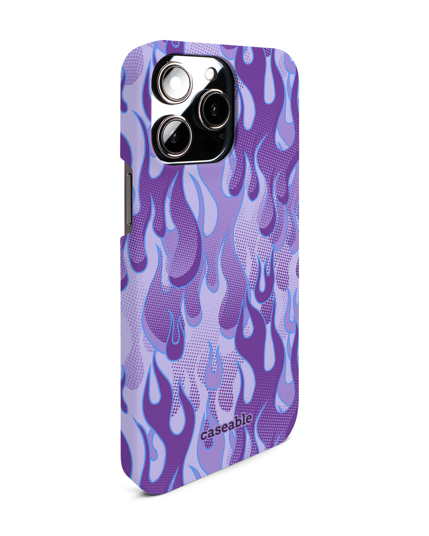 Purple Flames Hardcase Handyhülle für Apple iPhone 14 Pro Max: Seitenansicht links