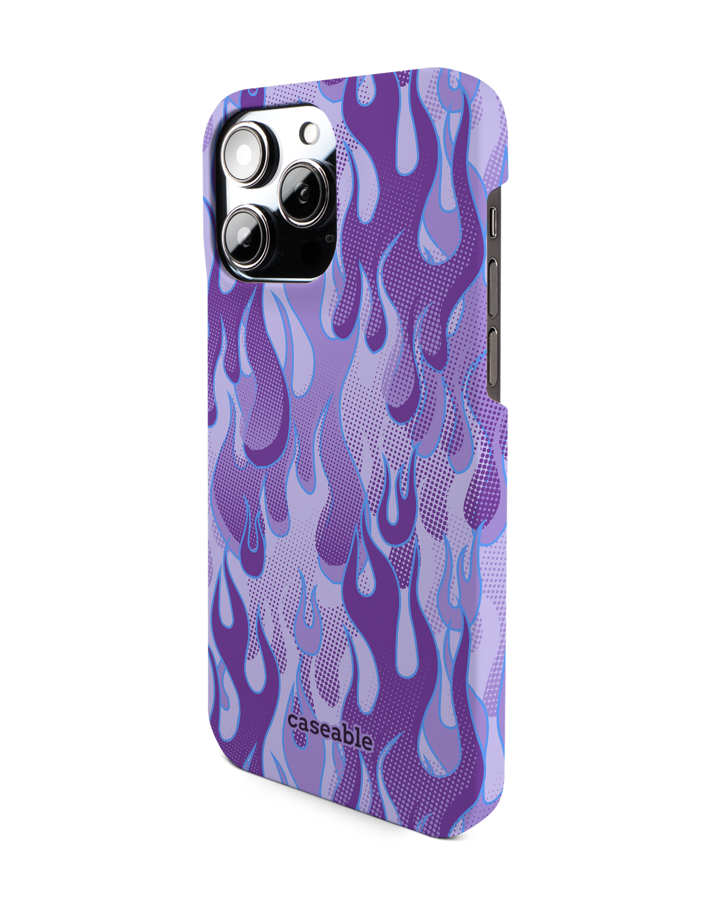 Purple Flames Hardcase Handyhülle für Apple iPhone 14 Pro Max: Seitenansicht rechts