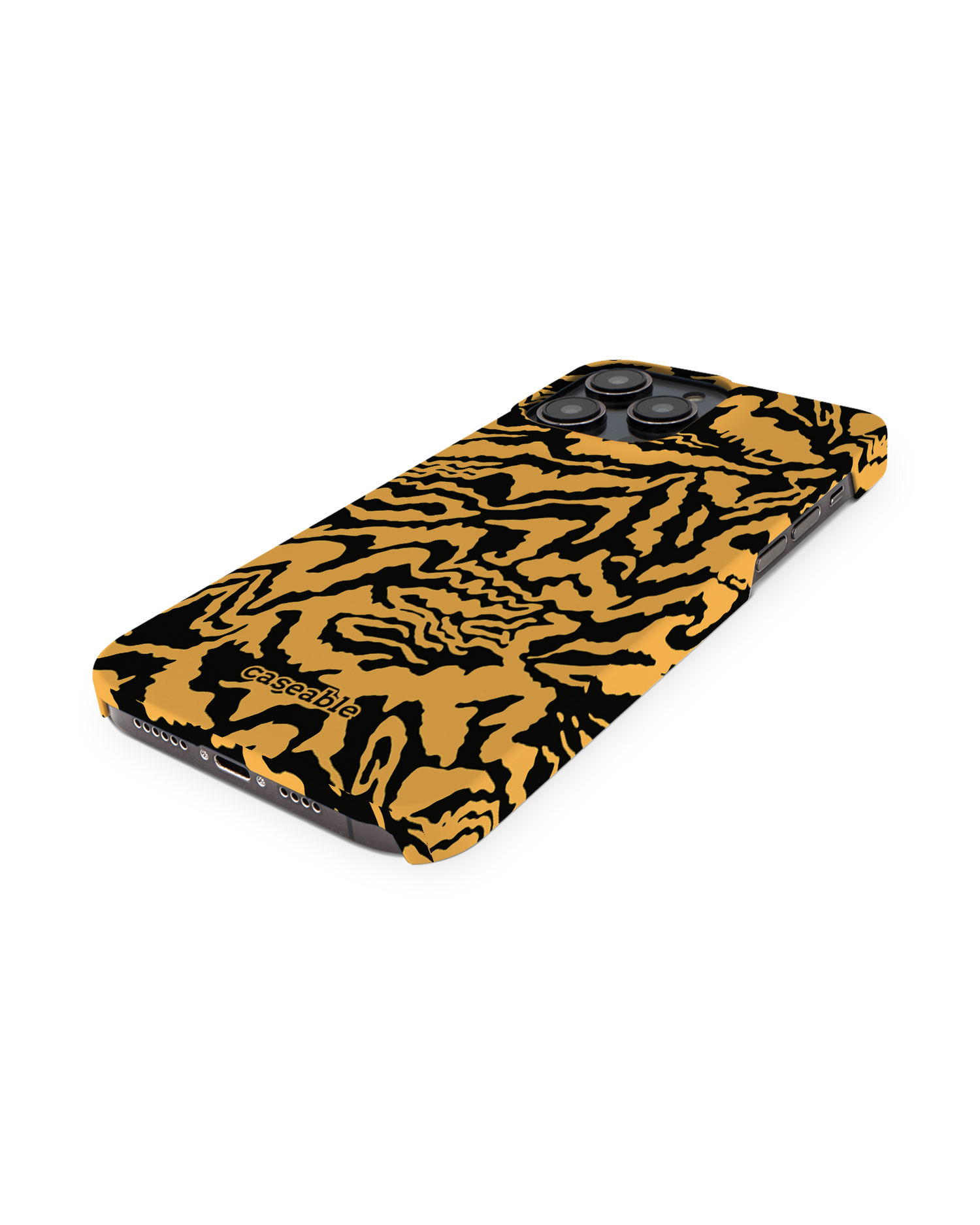 Warped Tiger Stripes Hardcase Handyhülle für Apple iPhone 14 Pro Max: Perspektivansicht