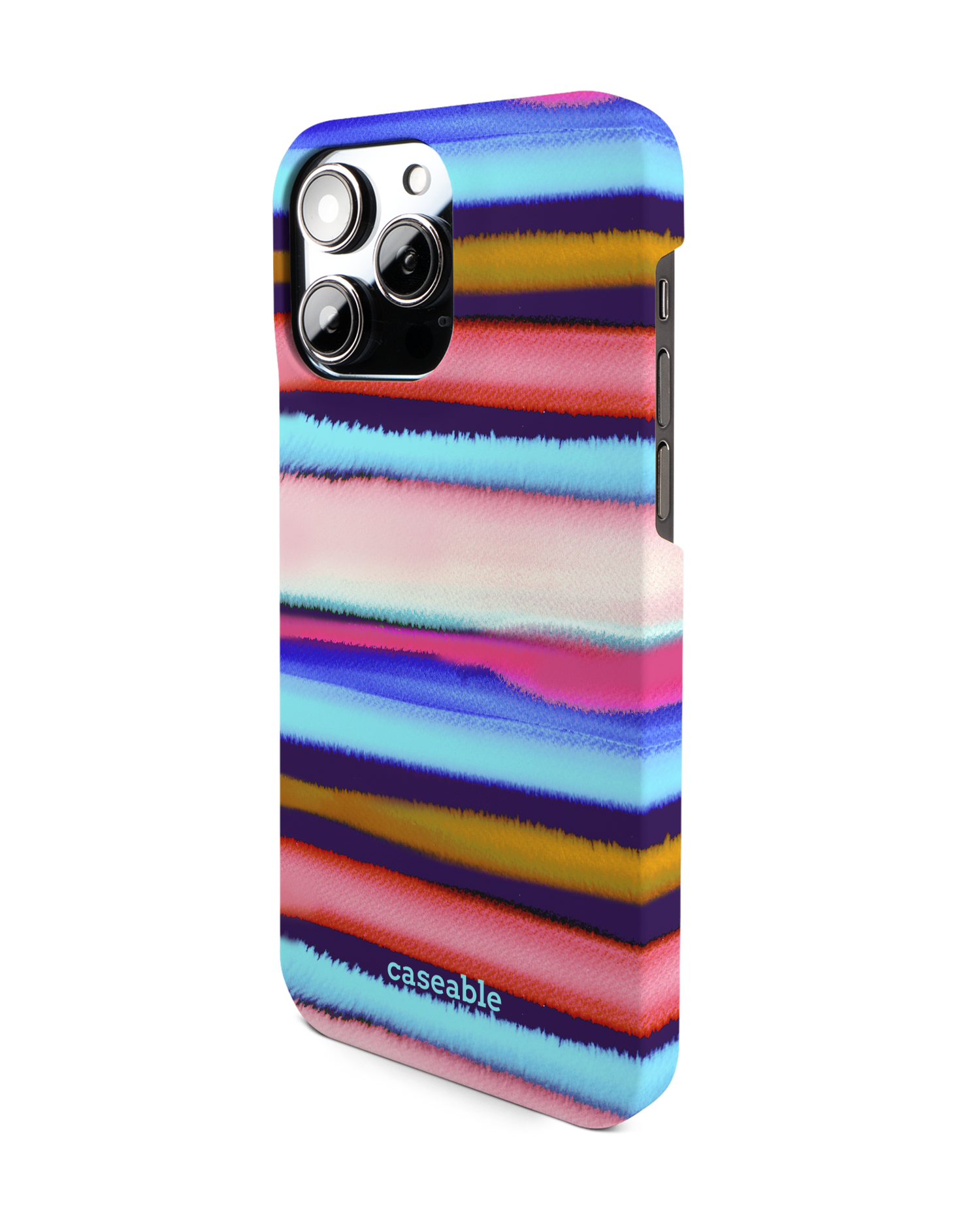 Watercolor Stripes Hardcase Handyhülle für Apple iPhone 14 Pro Max: Seitenansicht rechts