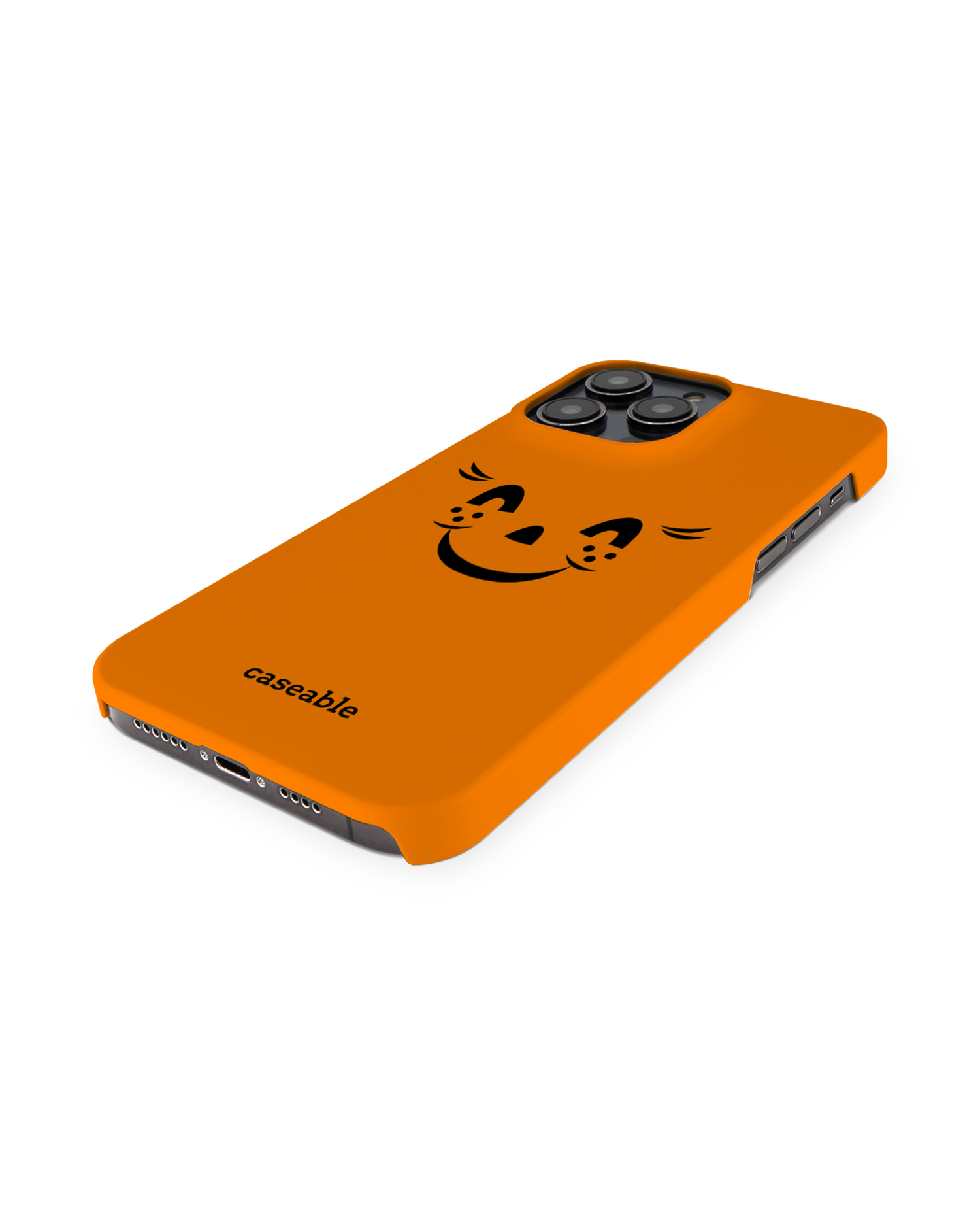 Pumpkin Smiles Hardcase Handyhülle für Apple iPhone 14 Pro Max: Perspektivansicht