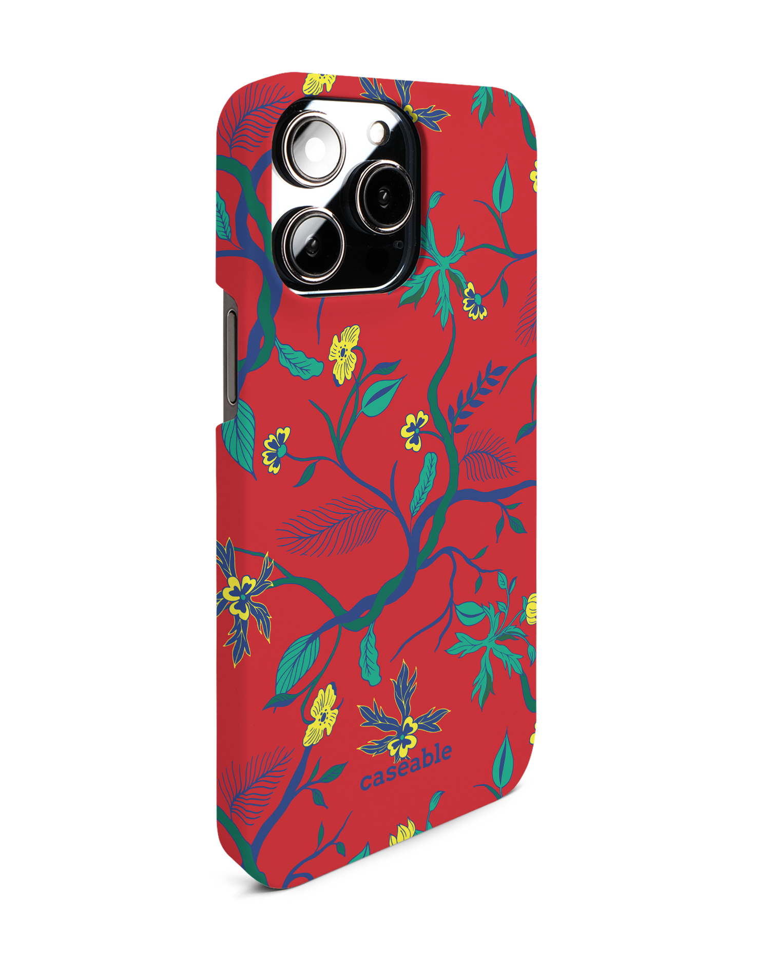 Ultra Red Floral Hardcase Handyhülle für Apple iPhone 14 Pro Max: Seitenansicht links