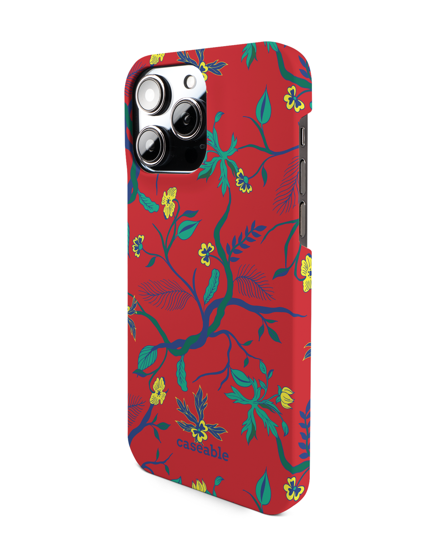 Ultra Red Floral Hardcase Handyhülle für Apple iPhone 14 Pro Max: Seitenansicht rechts