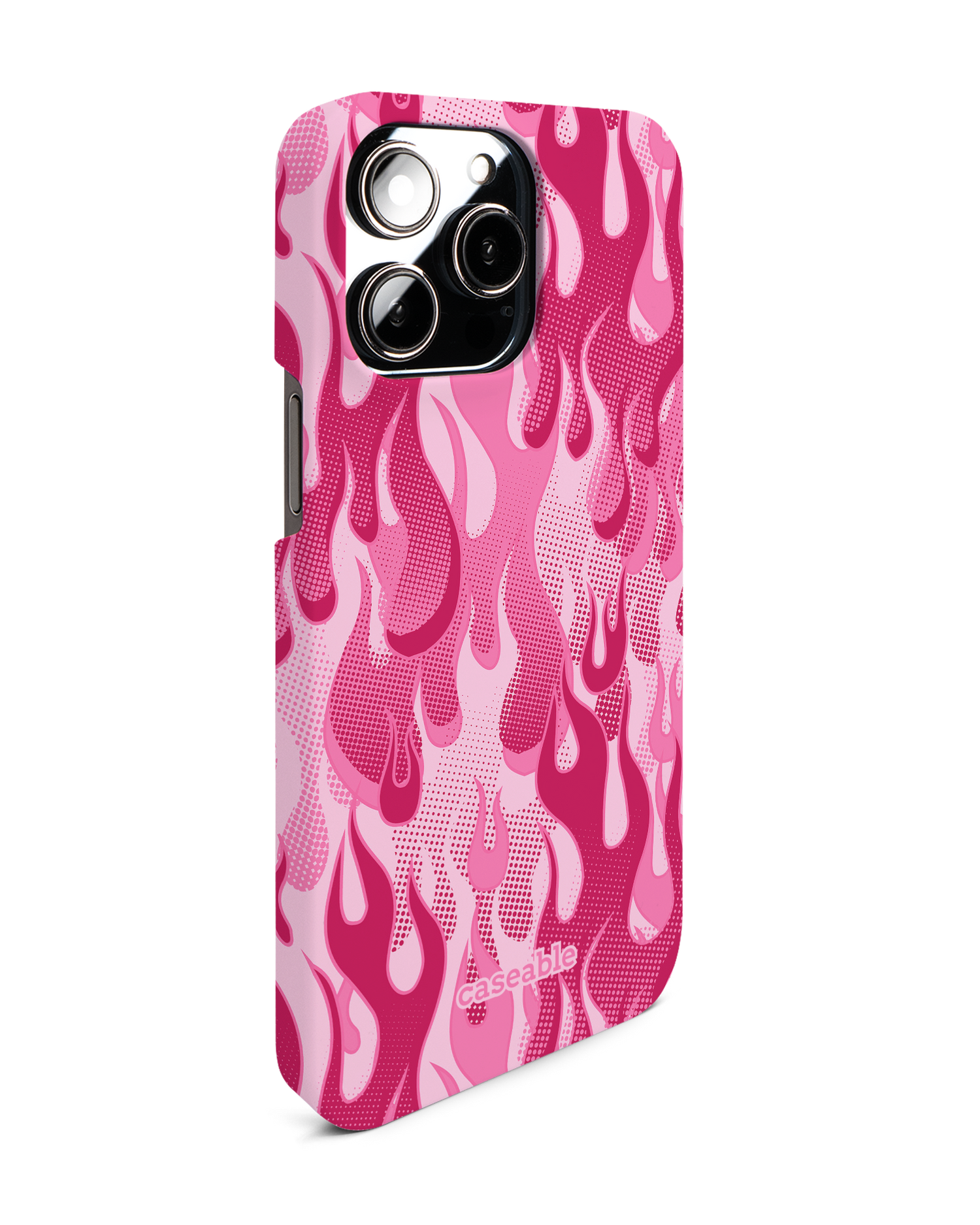 Pink Flames Hardcase Handyhülle für Apple iPhone 14 Pro Max: Seitenansicht links