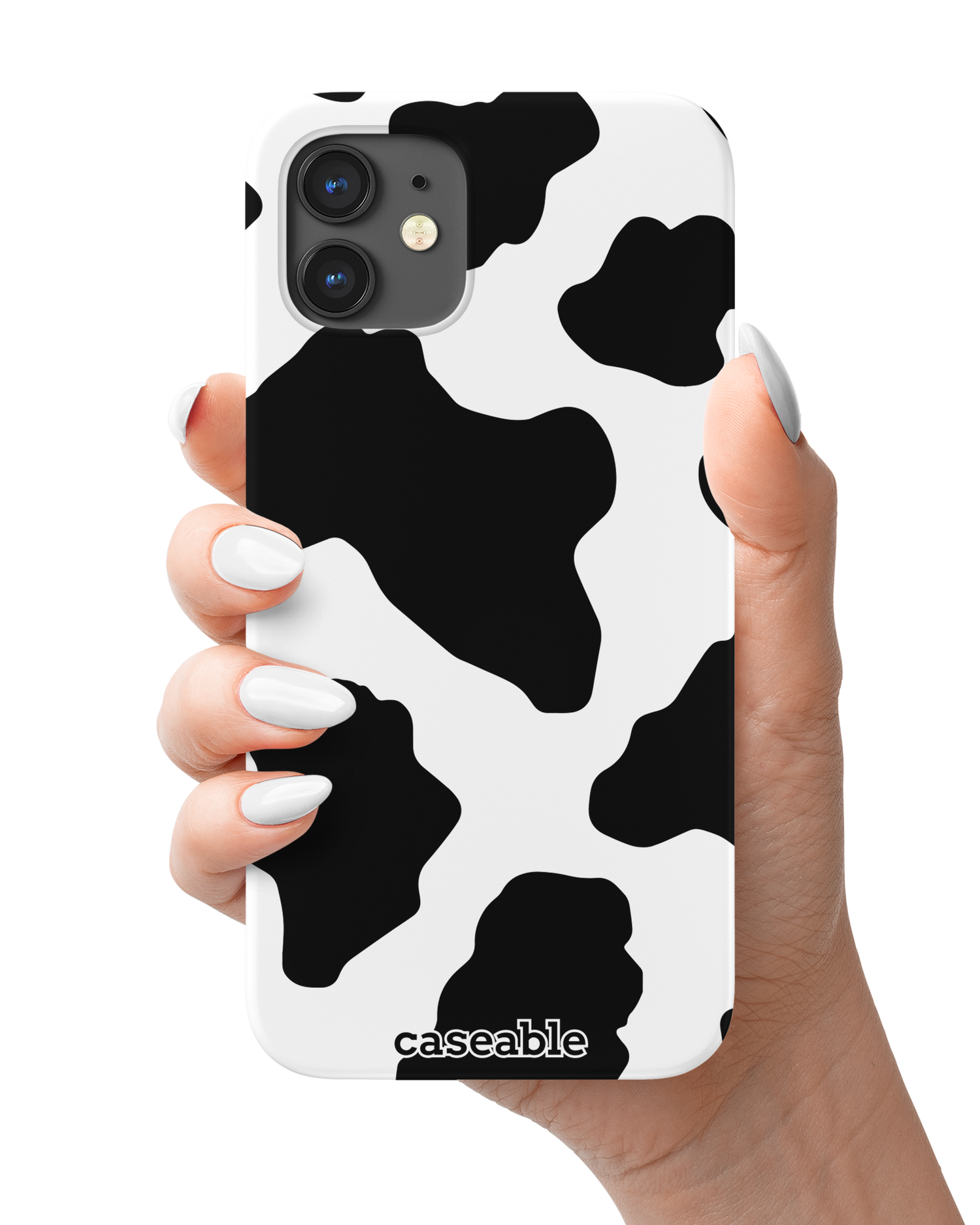 Cow Print 2 Hardcase Handyhülle Apple iPhone 12 mini in der Hand gehalten