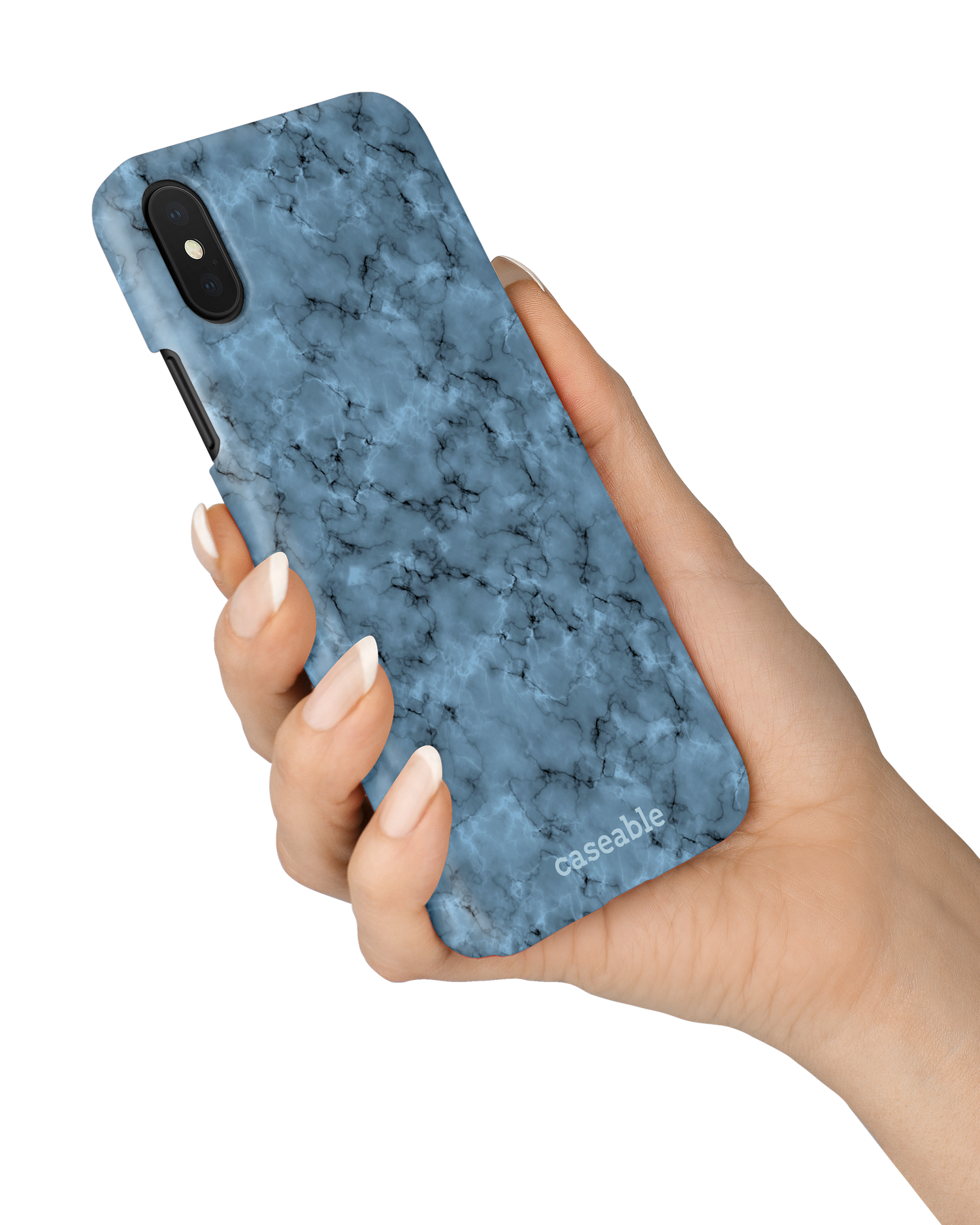 Blue Marble Hardcase Handyhülle Apple iPhone X, Apple iPhone XS in der Hand gehalten