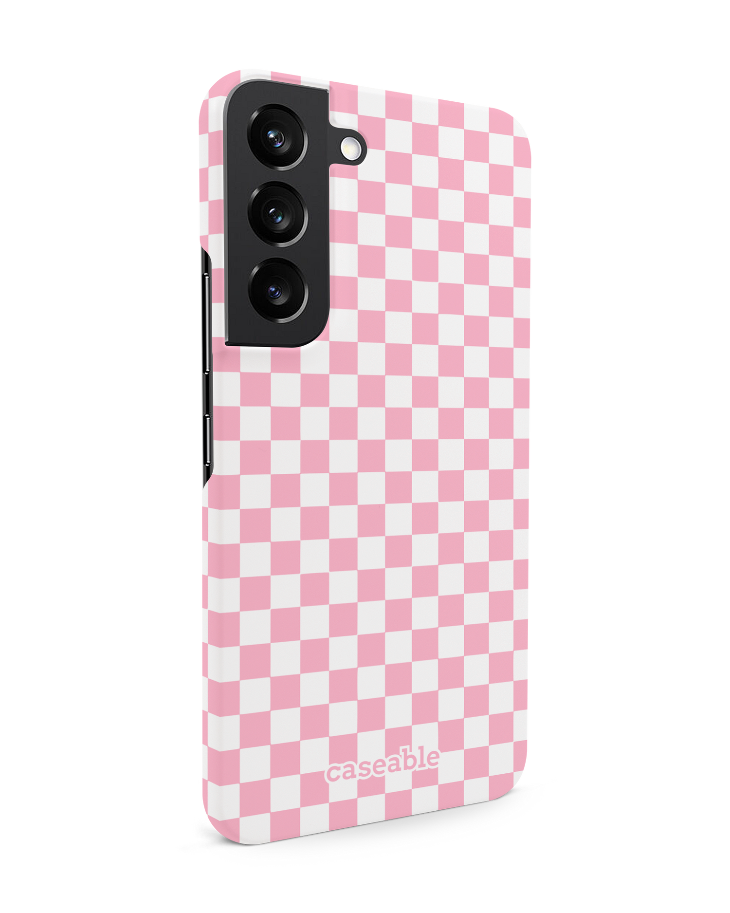 Pink Checkerboard Hardcase Handyhülle Samsung Galaxy S22 5G: Seitenansicht links